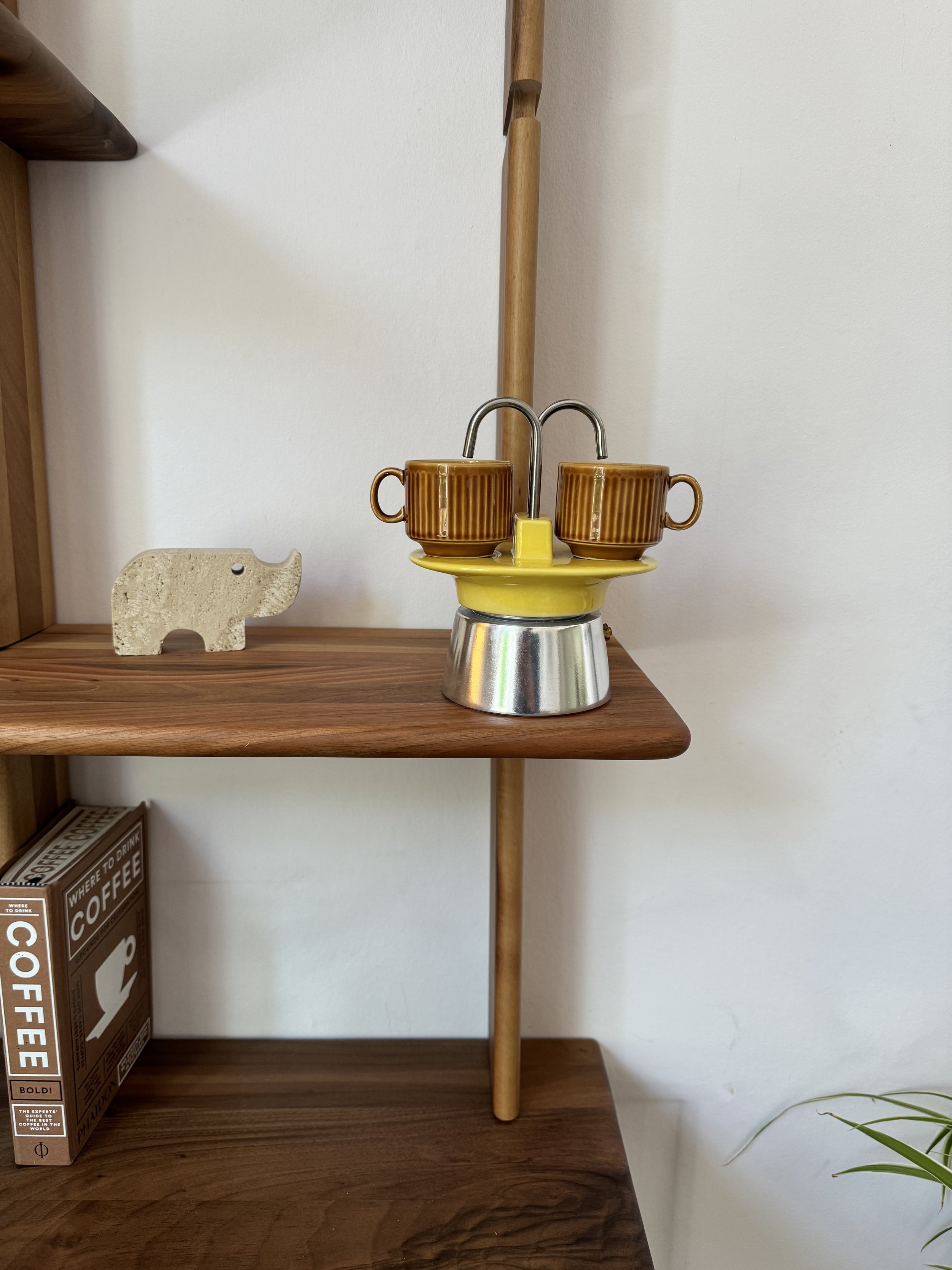 Vintage Double Ceramic Moka Pot in Yellow