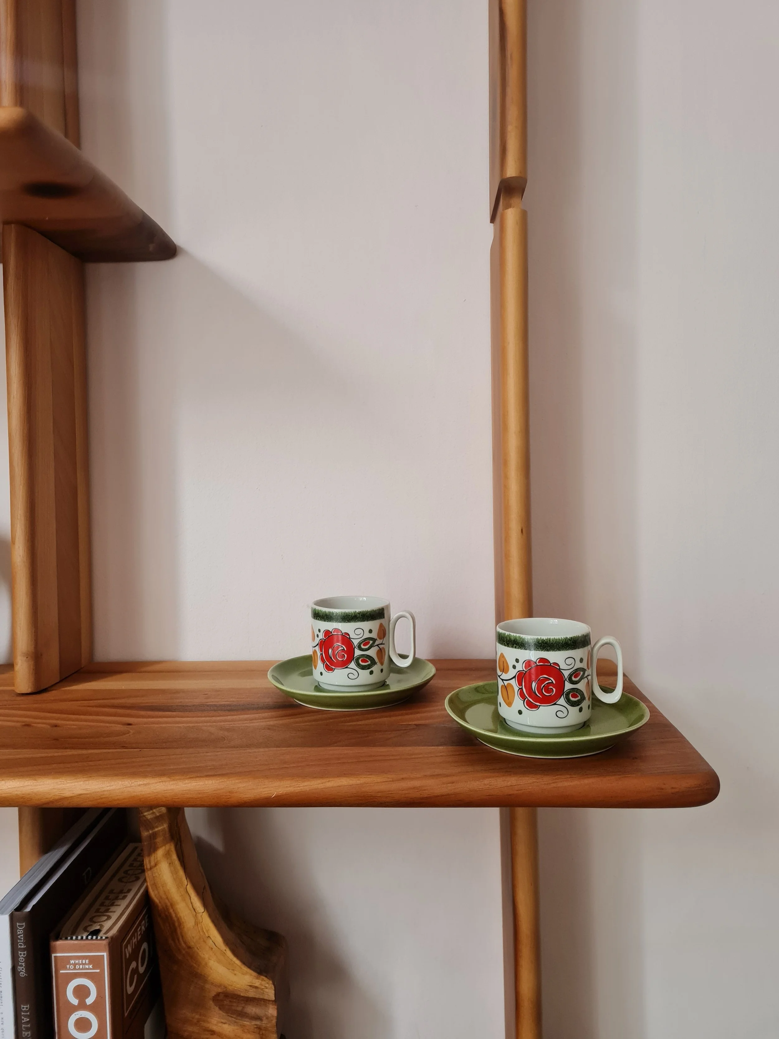 Vintage Green & Red Floral Tognana Espresso Cup & Saucer