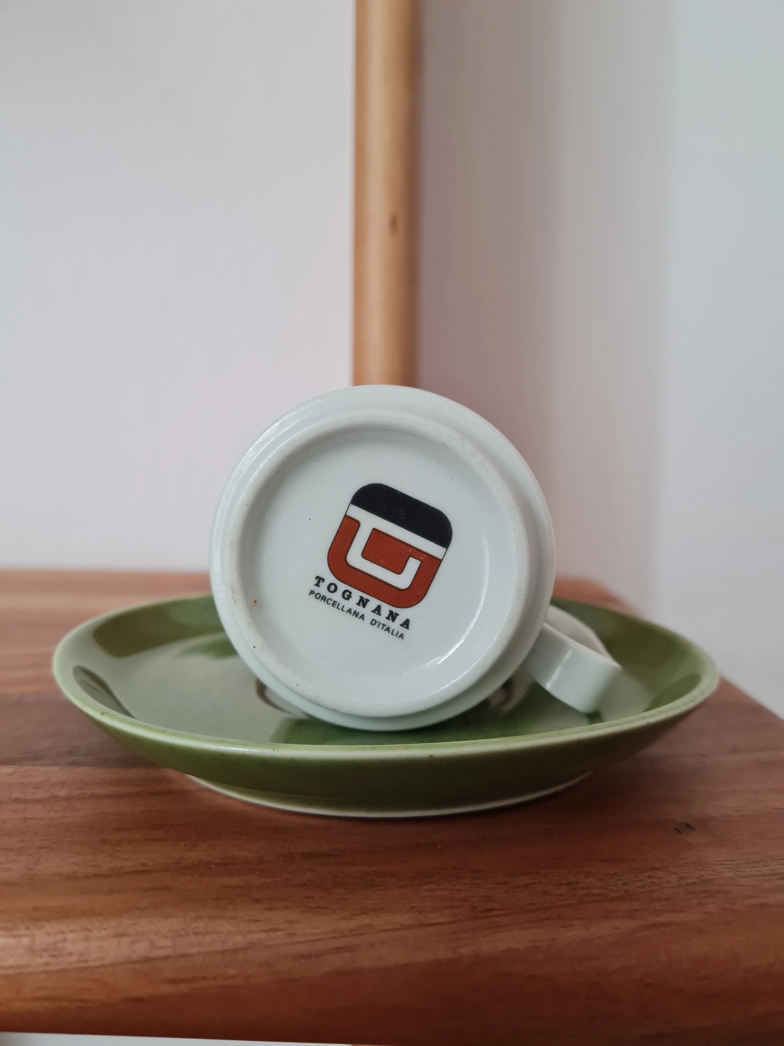 Vintage Green & Red Floral Tognana Espresso Cup & Saucer