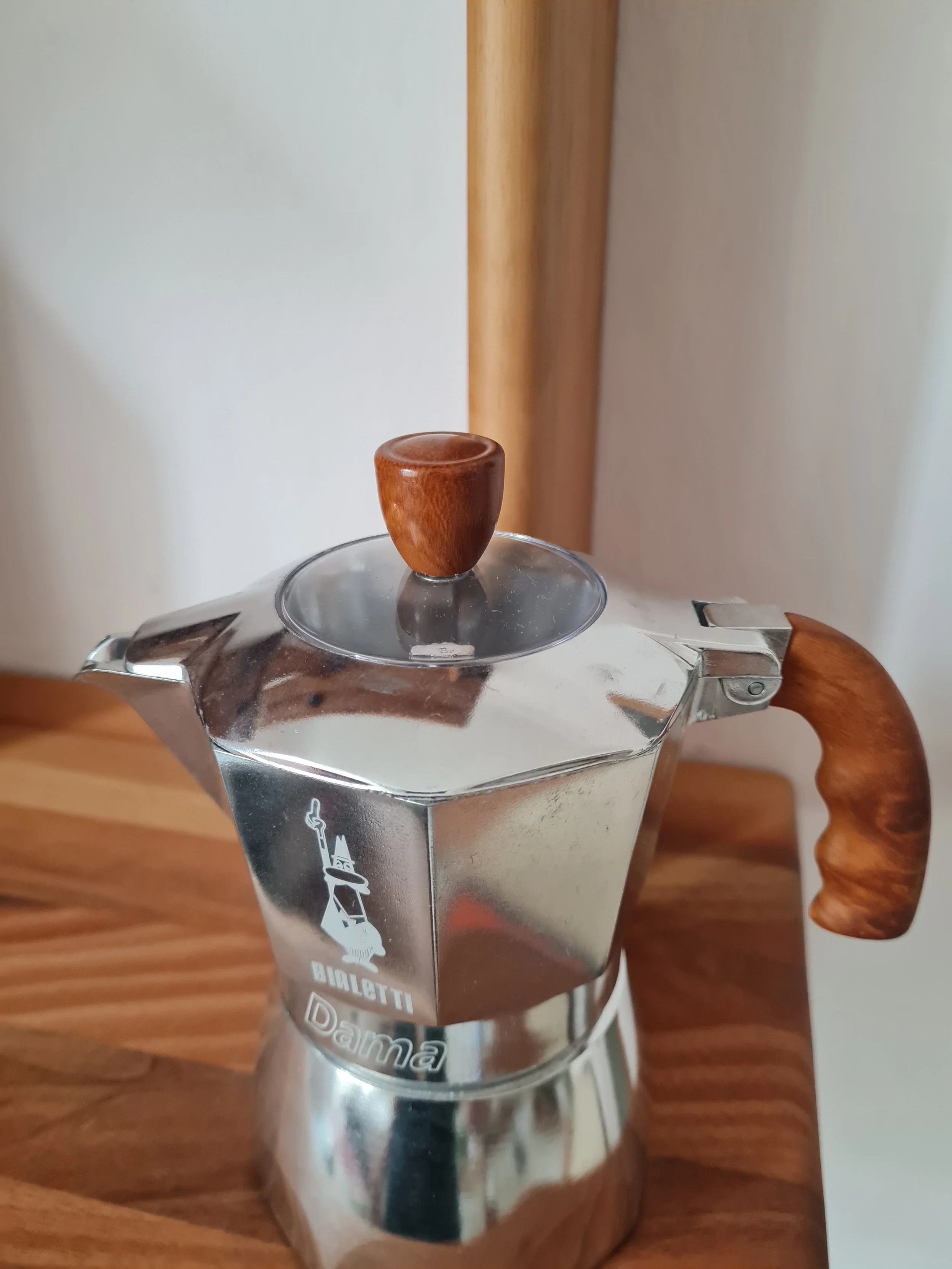 Rare Bialetti 'Dama' Moka Pot Wooden Handle - 3 Cup