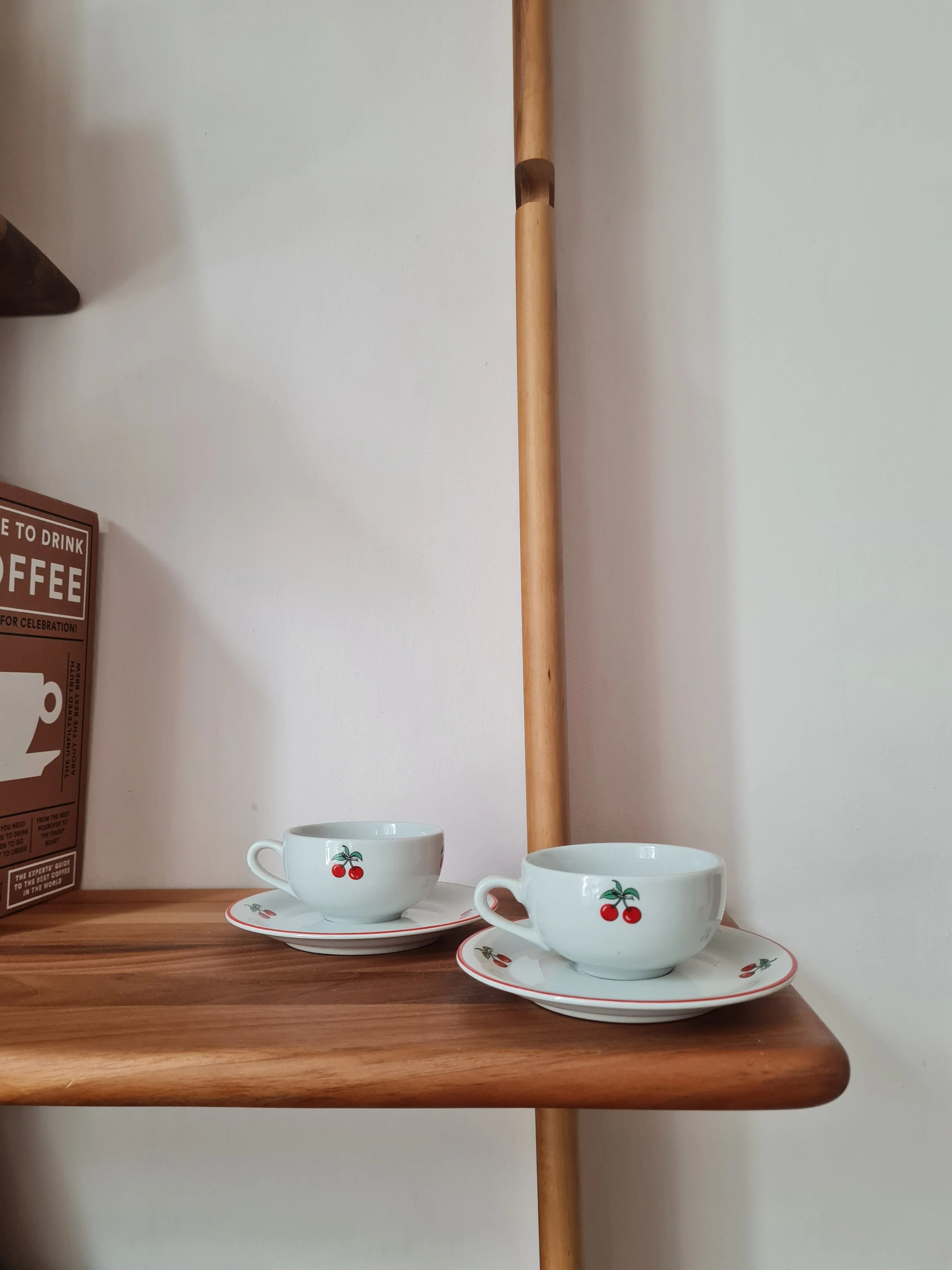 Rare 1970s Italian Vintage Ceramic Cherry Moka Pot Set