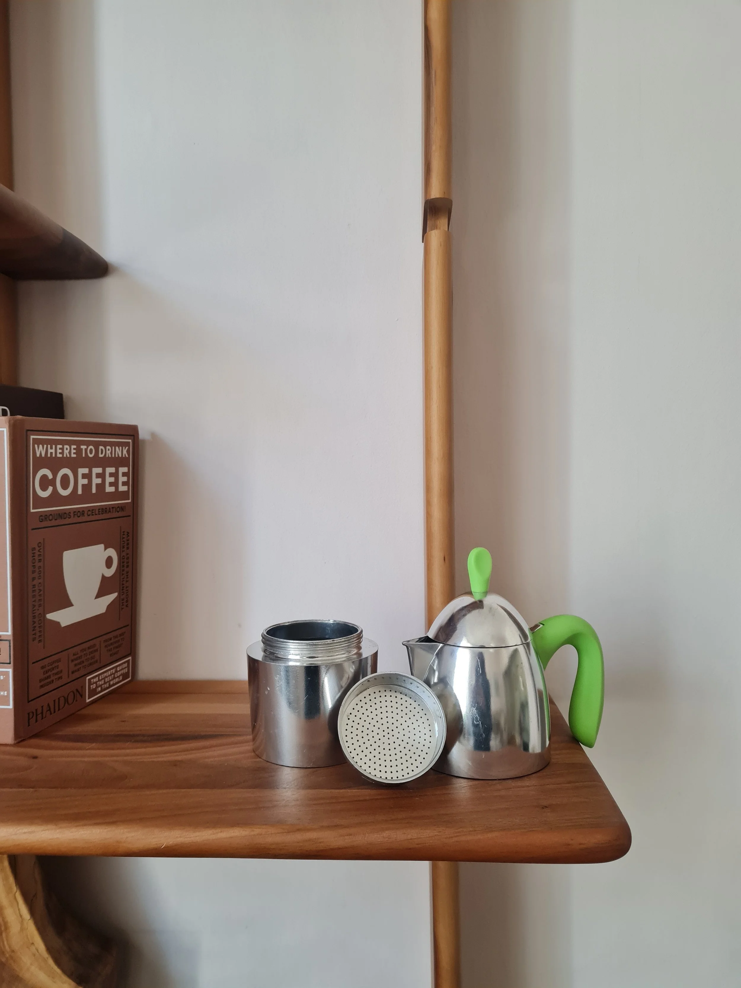 Vintage Guzzini Zaza 3 Cup Moka Pot in Green