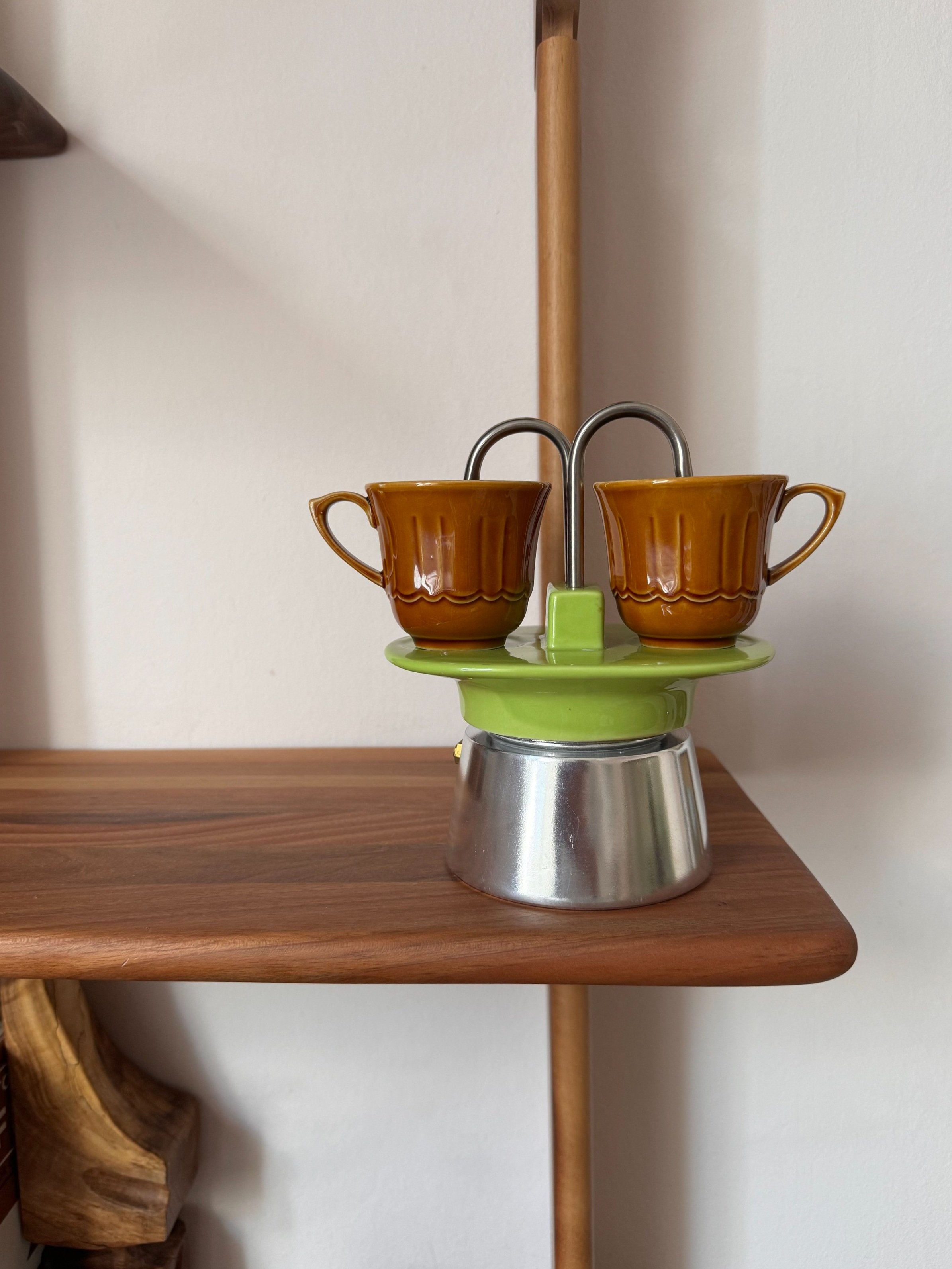Vintage Double Ceramic Moka Espresso Pot