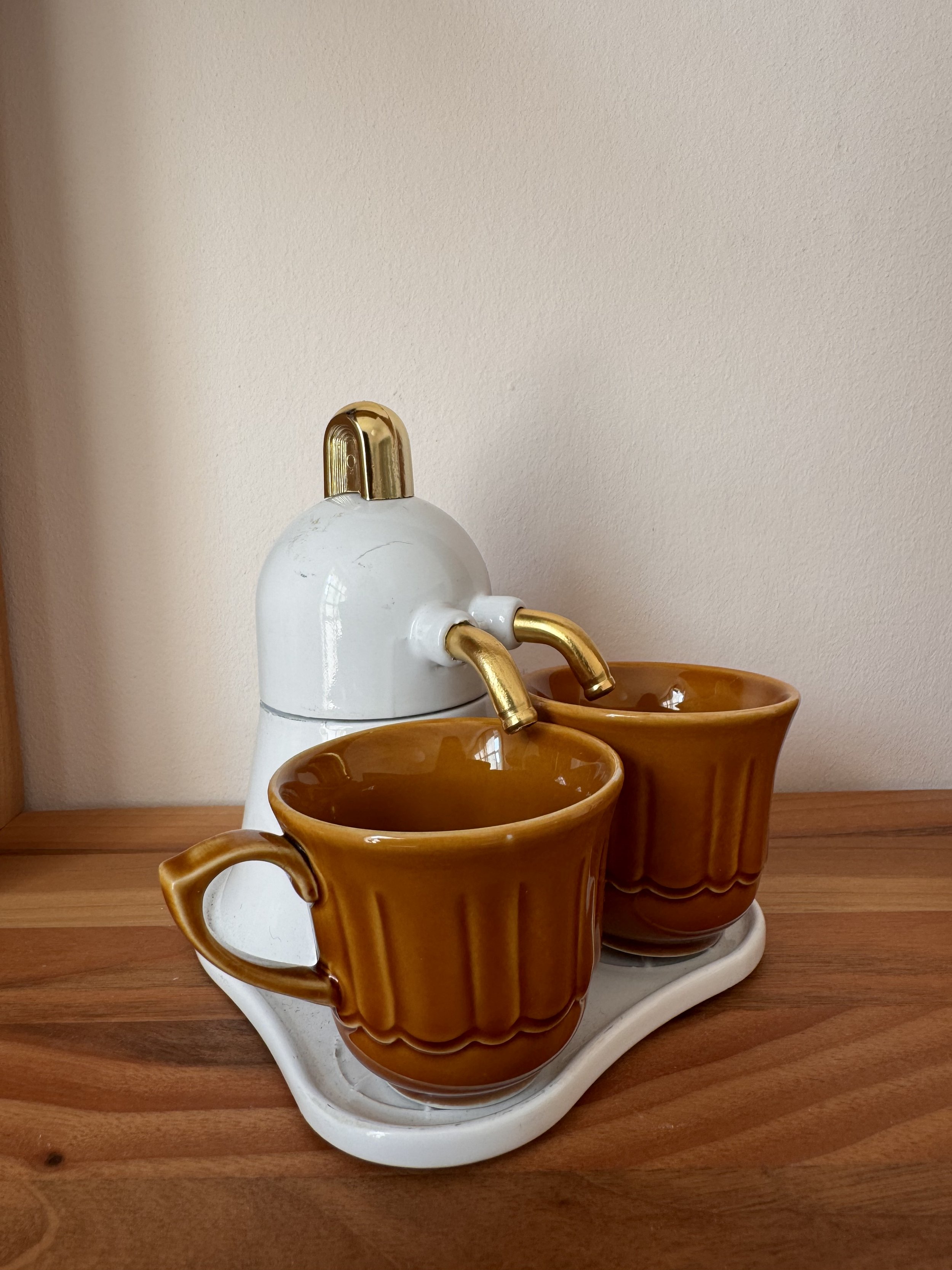 Vintage ‘La Dorina’ White Double Moka Espresso Pot