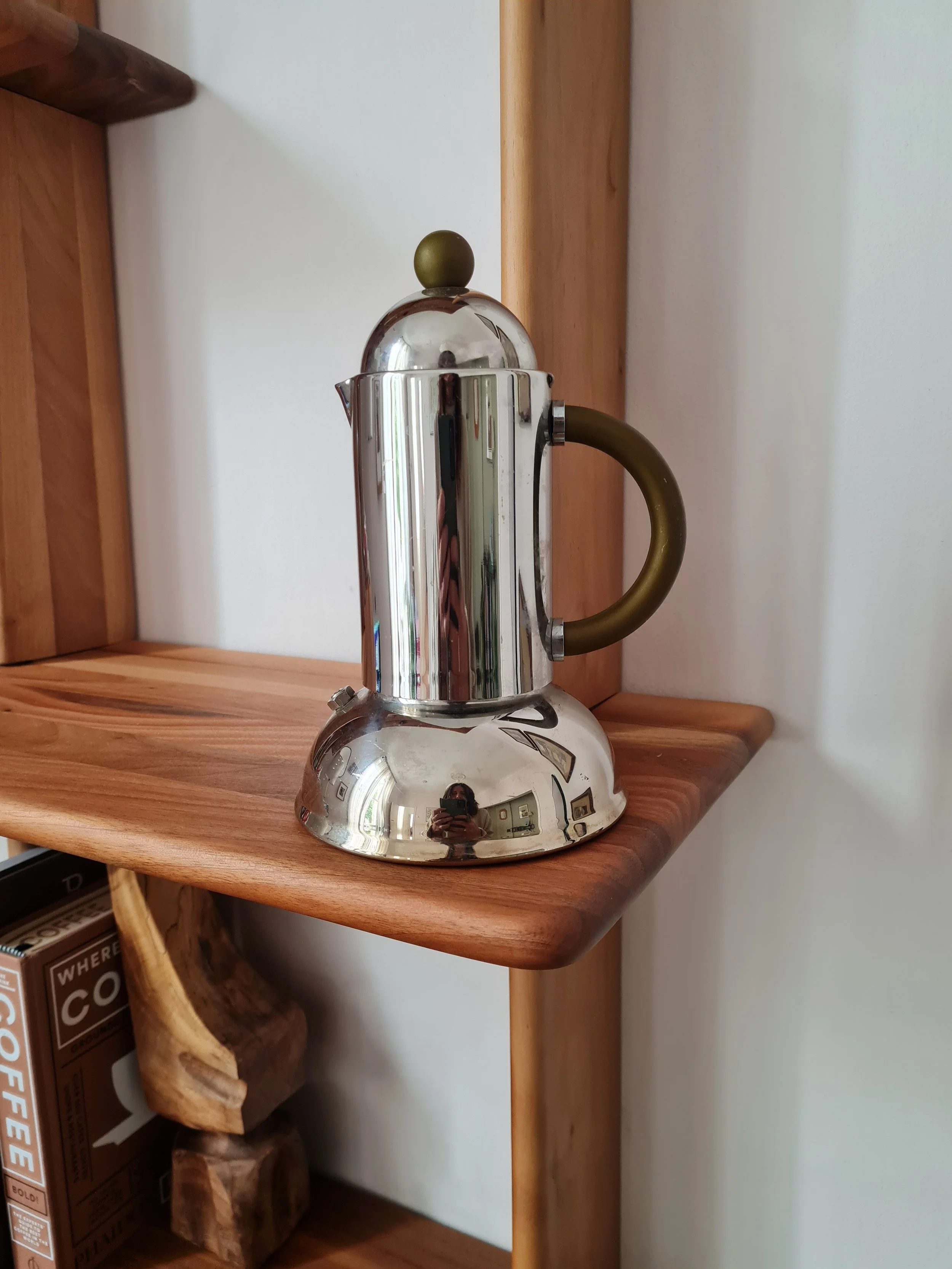 Vintage Prandelli Inoxpran Stainless Steel Orchidea Moka Espresso Pot