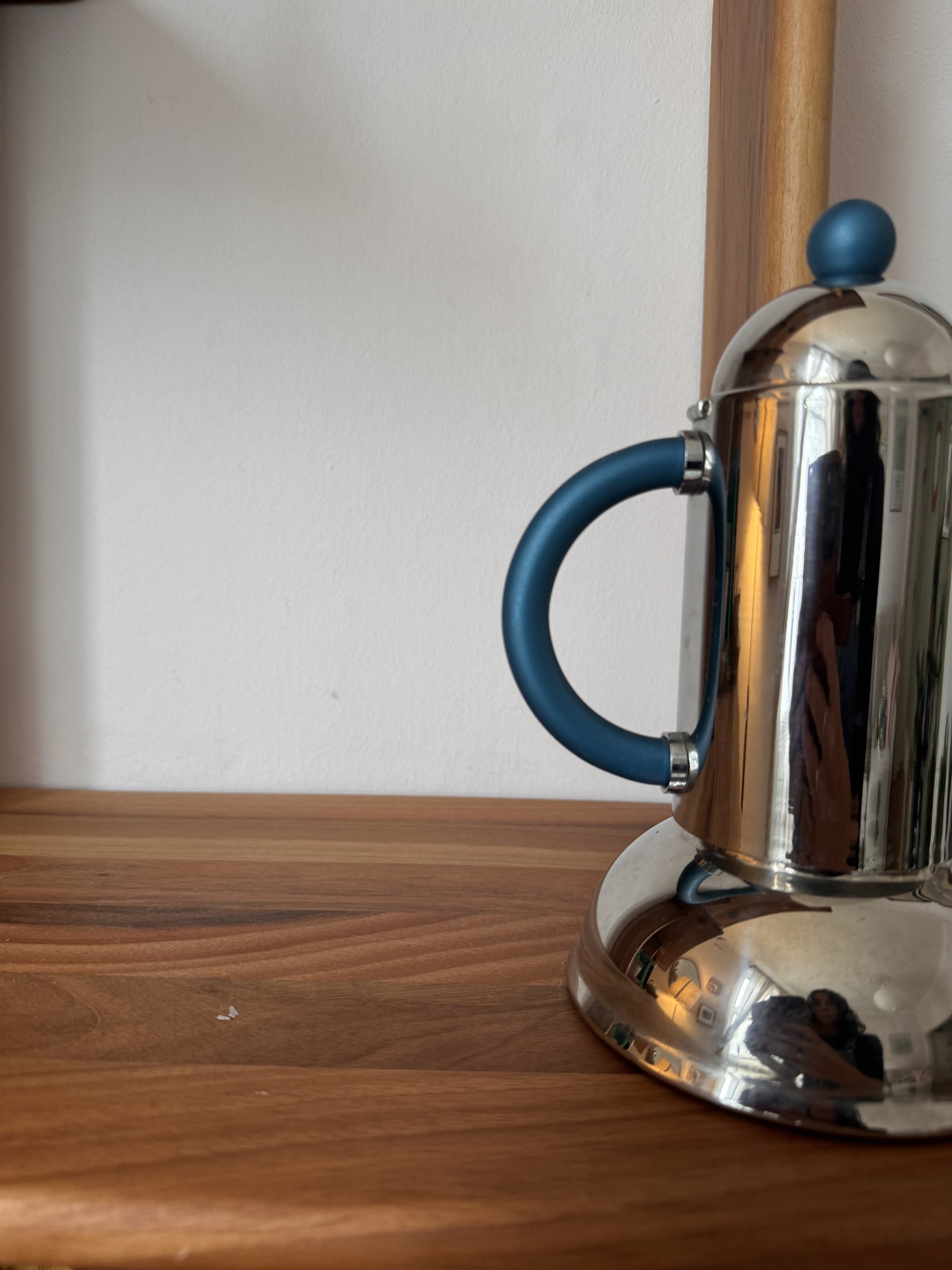 Vintage Prandelli Stainless Steel Blue Moka Espresso Pot