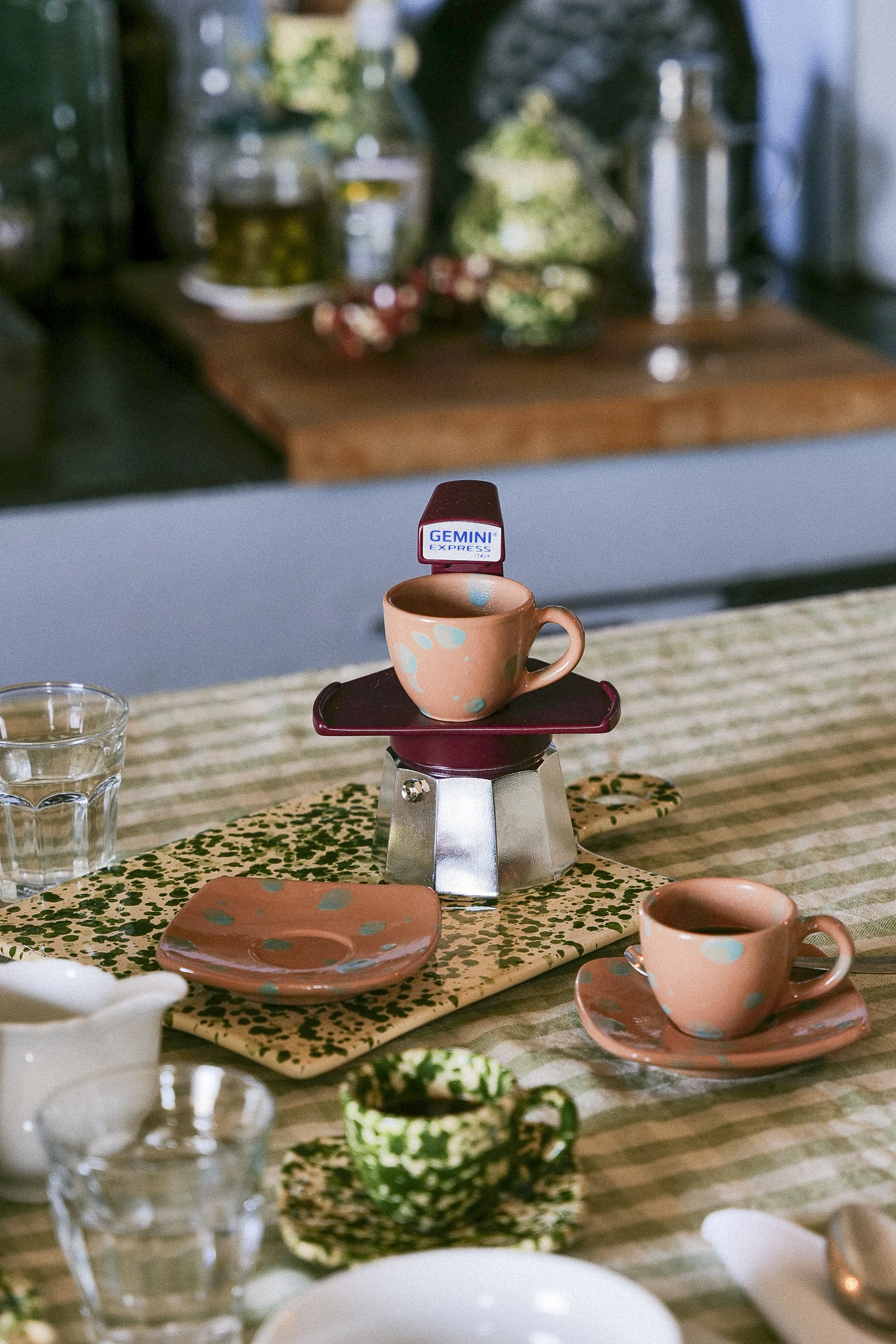 Italian Gemini Express Moka Espresso Pot Burgundy