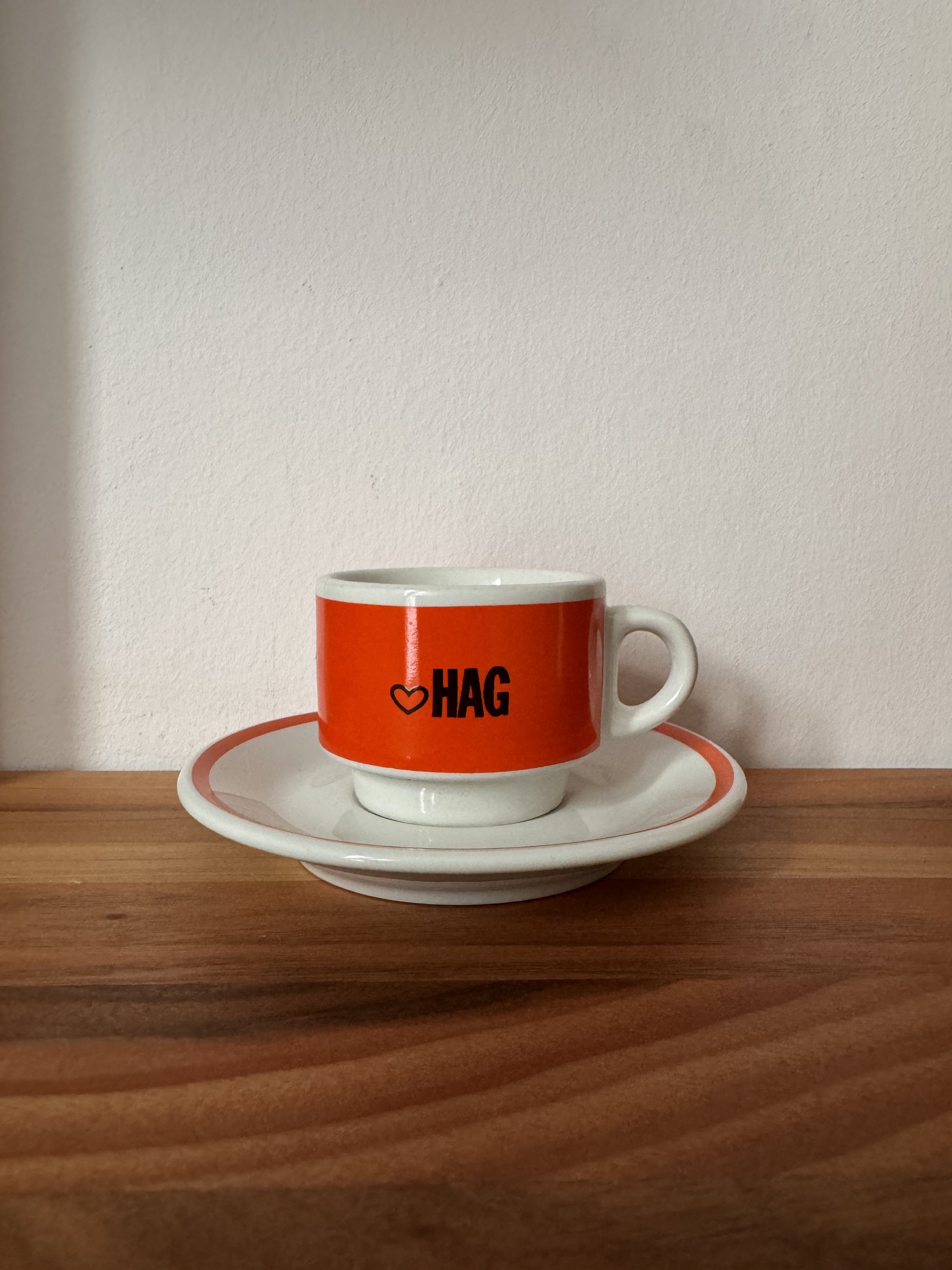 Vintage 1970s Caffe HAG espresso cup and saucer