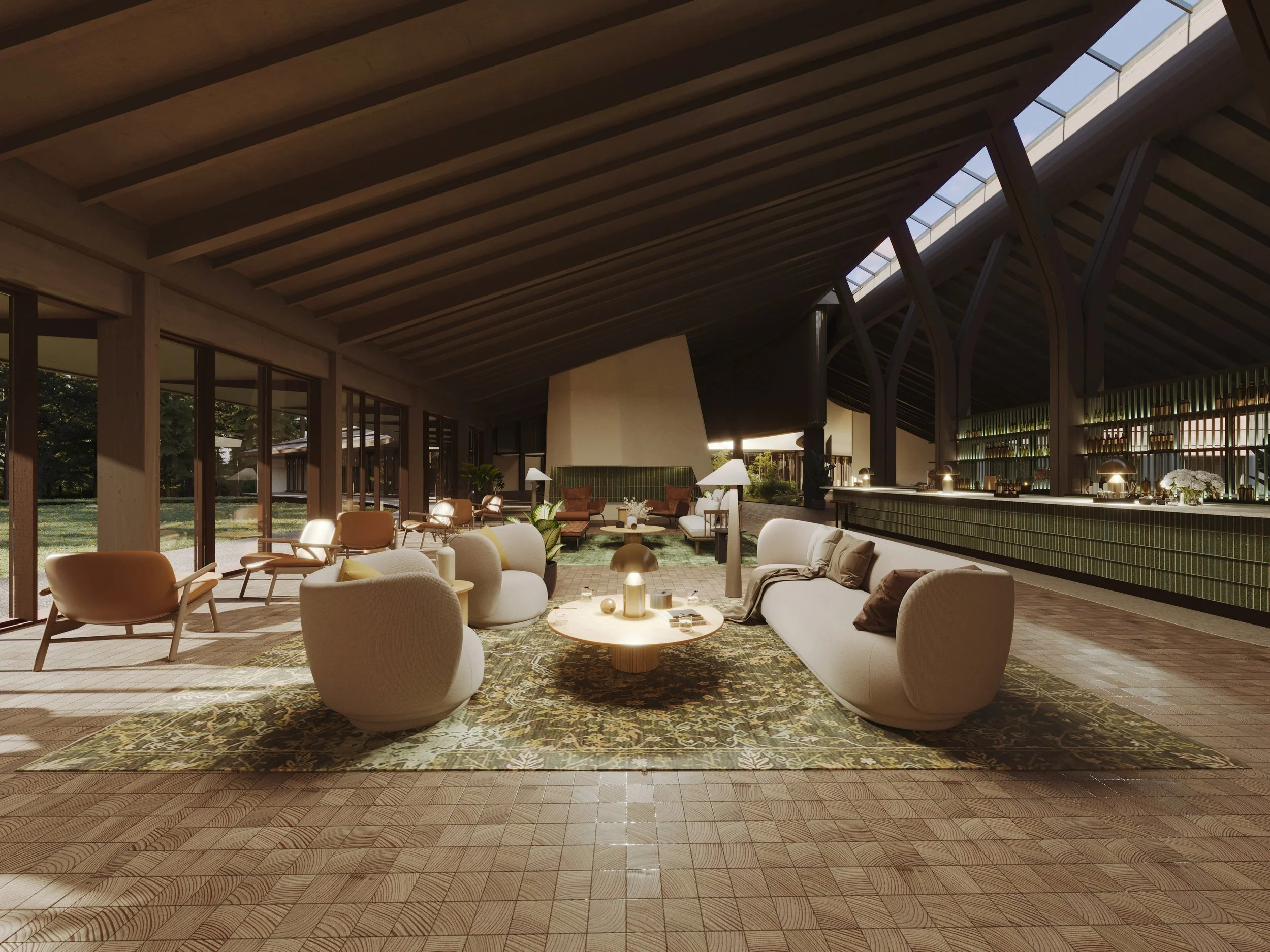 Commercial design proposal supporting feasibility studies for woodland hotel renovation and expansion projects.