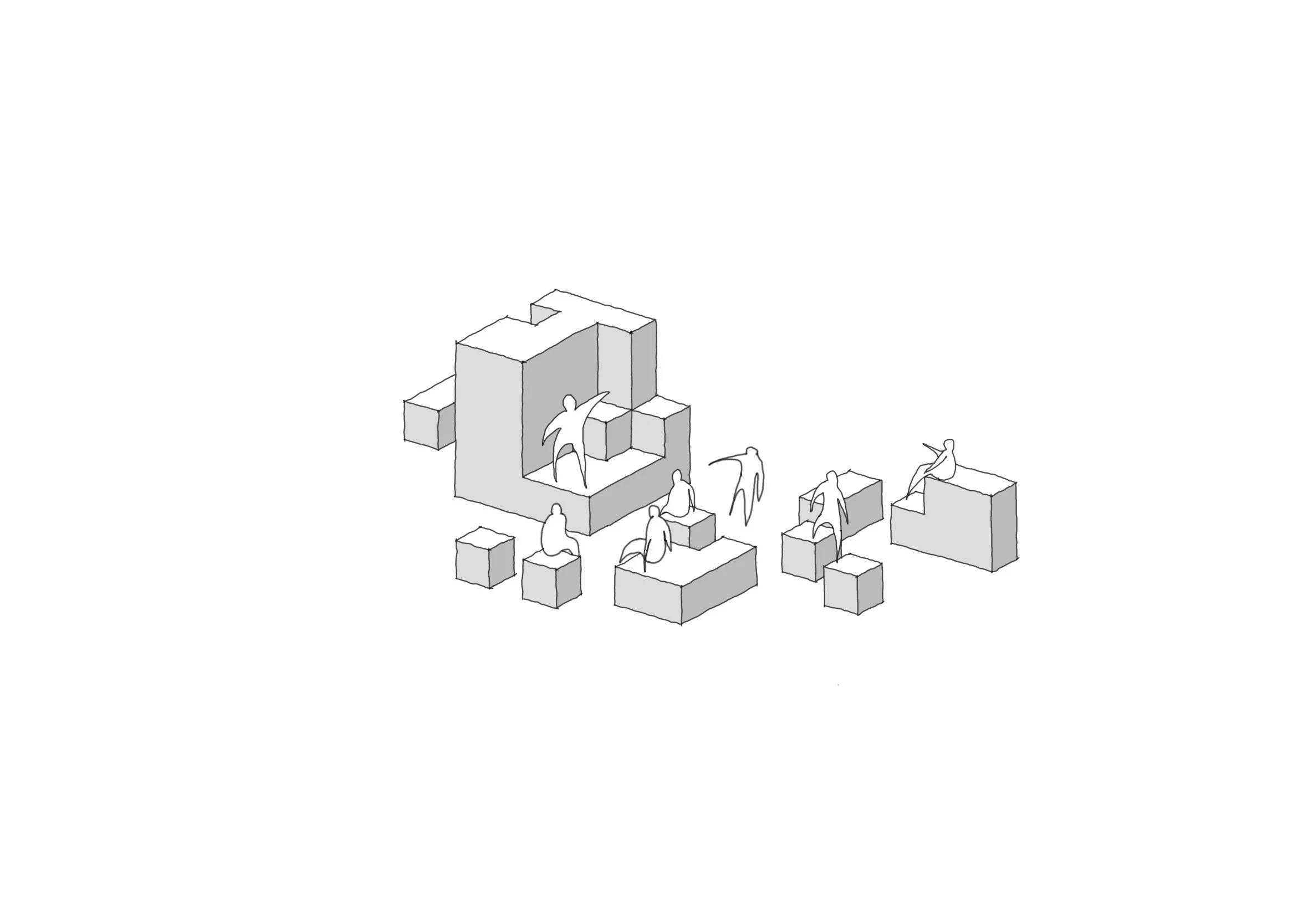 Earthscape Playground Cardiff Situated Studio blocks for climbing performing socialising 3D sketch.jpg