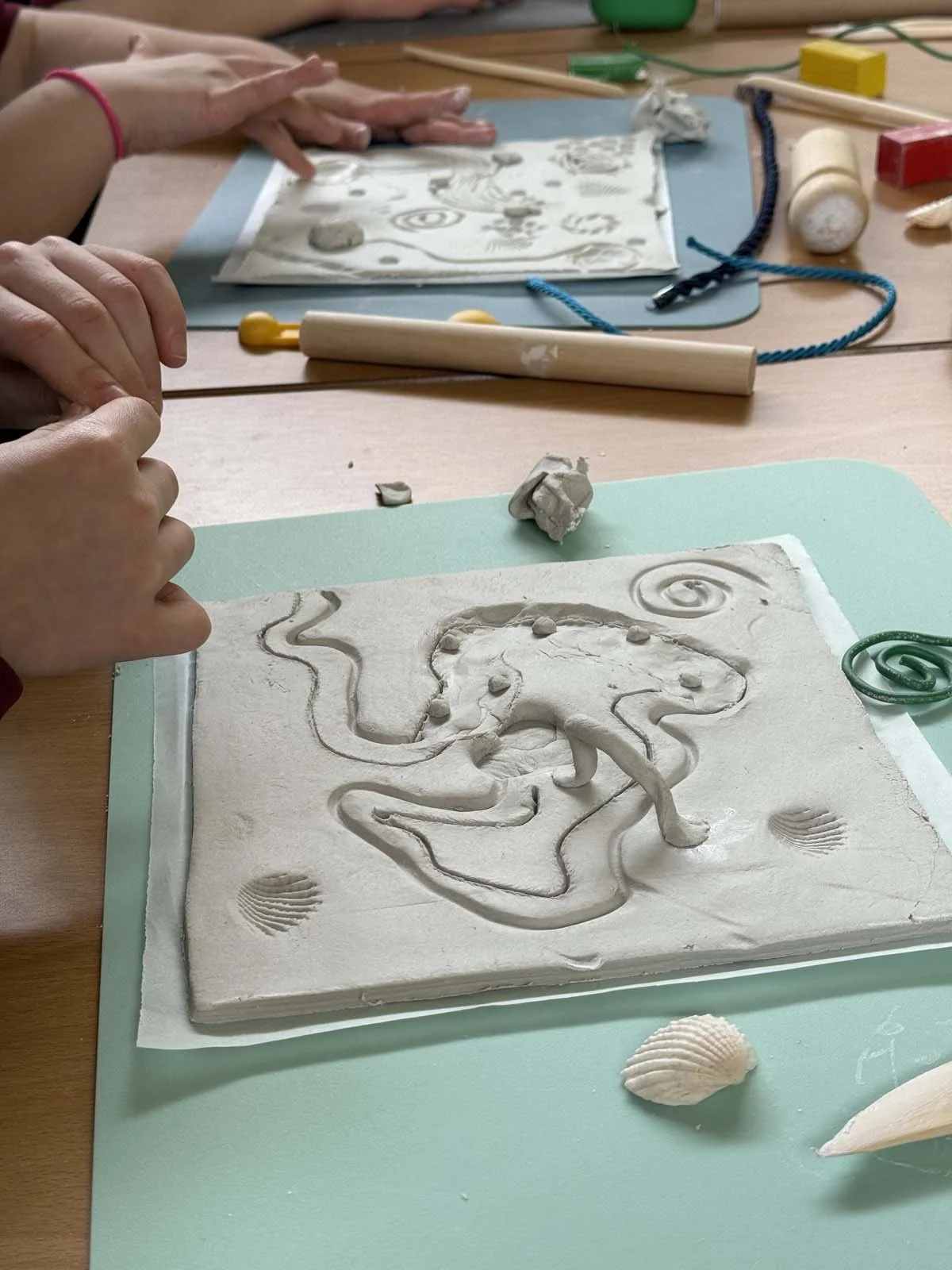 Creative engagement Creigiau Primary School children clay tiles earthscape playground Cardiff Situated Studio 3.jpg