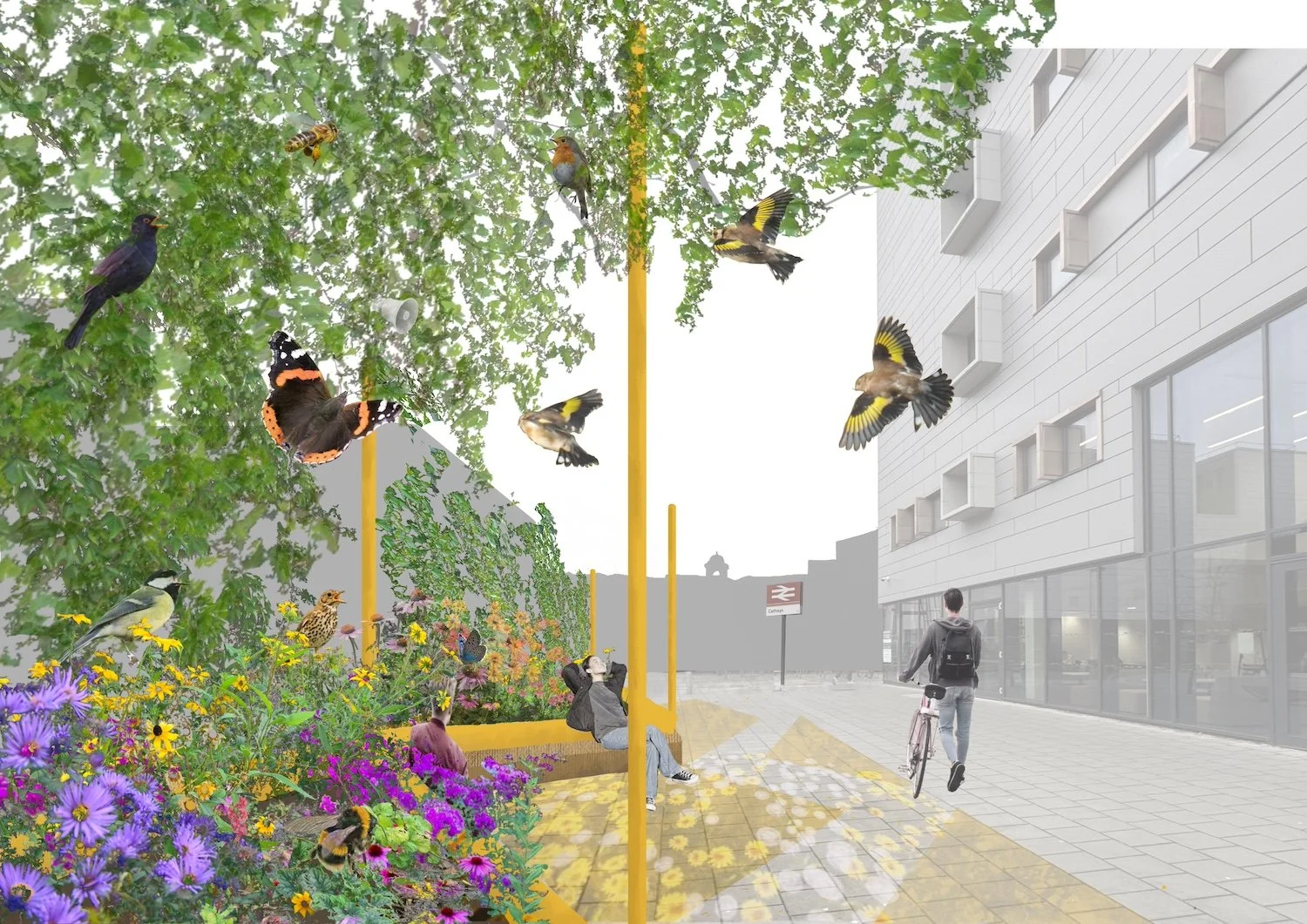 Greening Cathays Train Station outdoor waiting room collage vision drawing immersed in nature Cardiff Situated Studio 01.jpg
