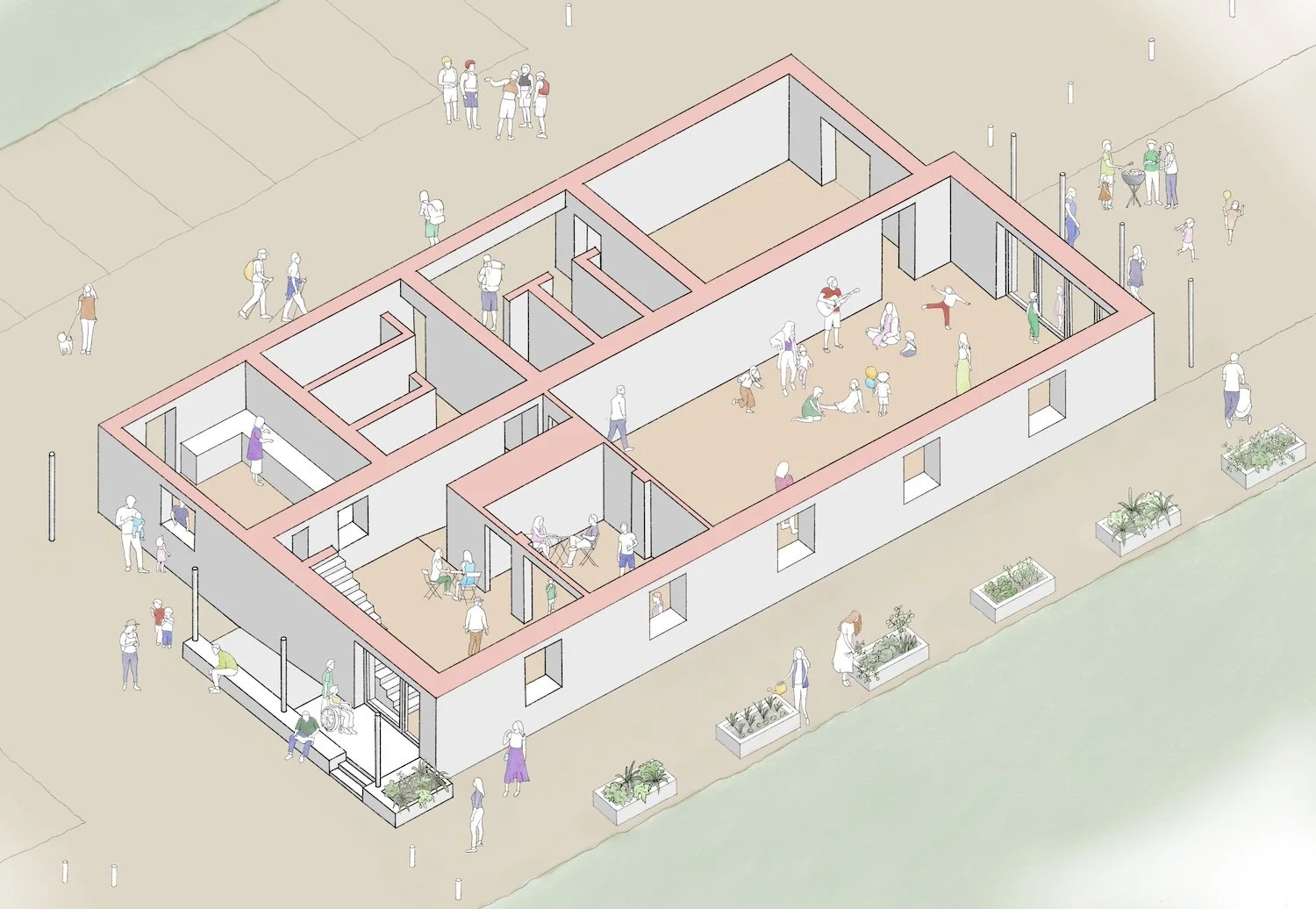Situated Studio Village Hall Feasibility Study Bannau Brycheiniog Axonometric drawing.jpg