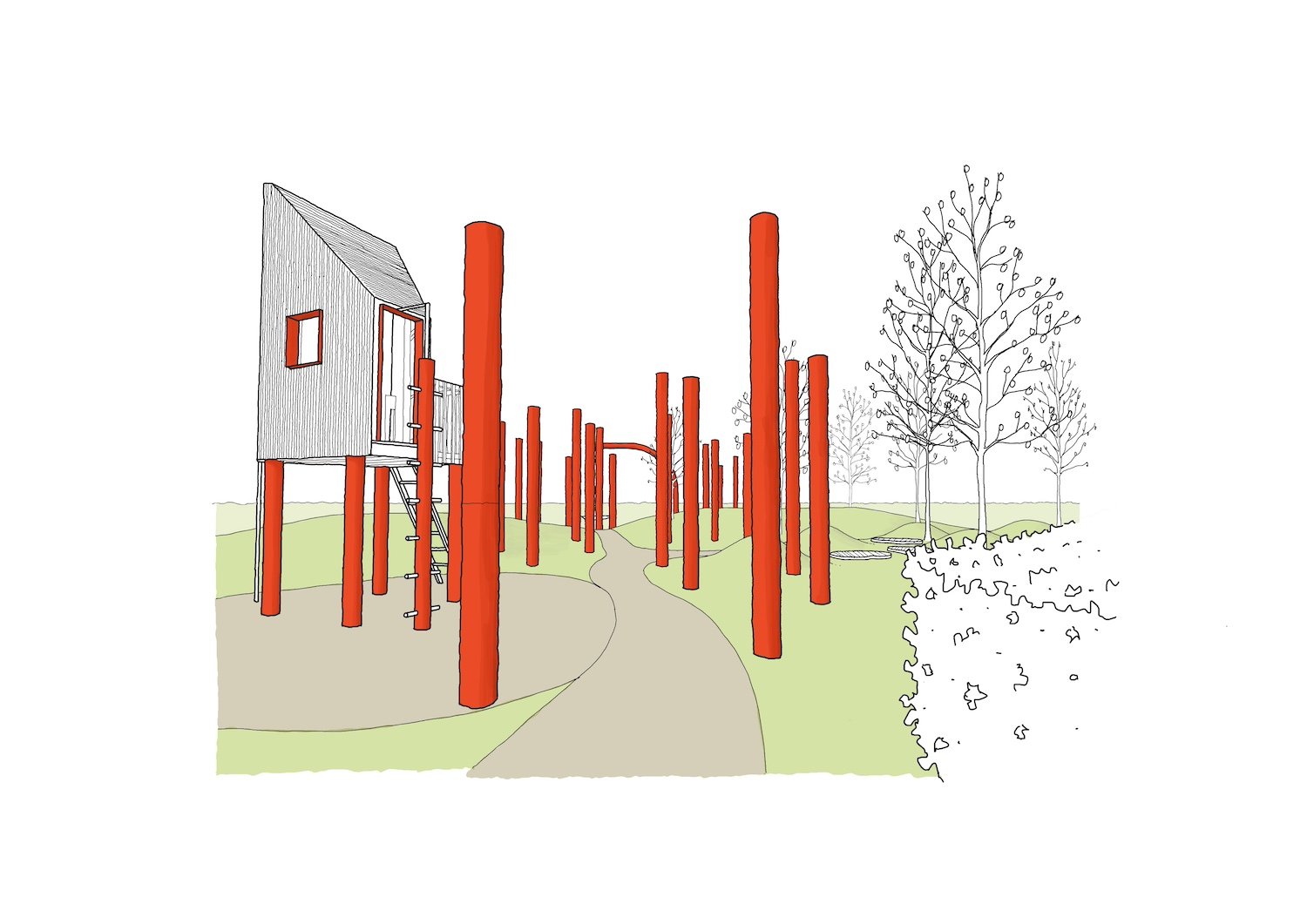 Enchanted Woodland Playground Cardiff perspective view drawing Situated Studio.jpg