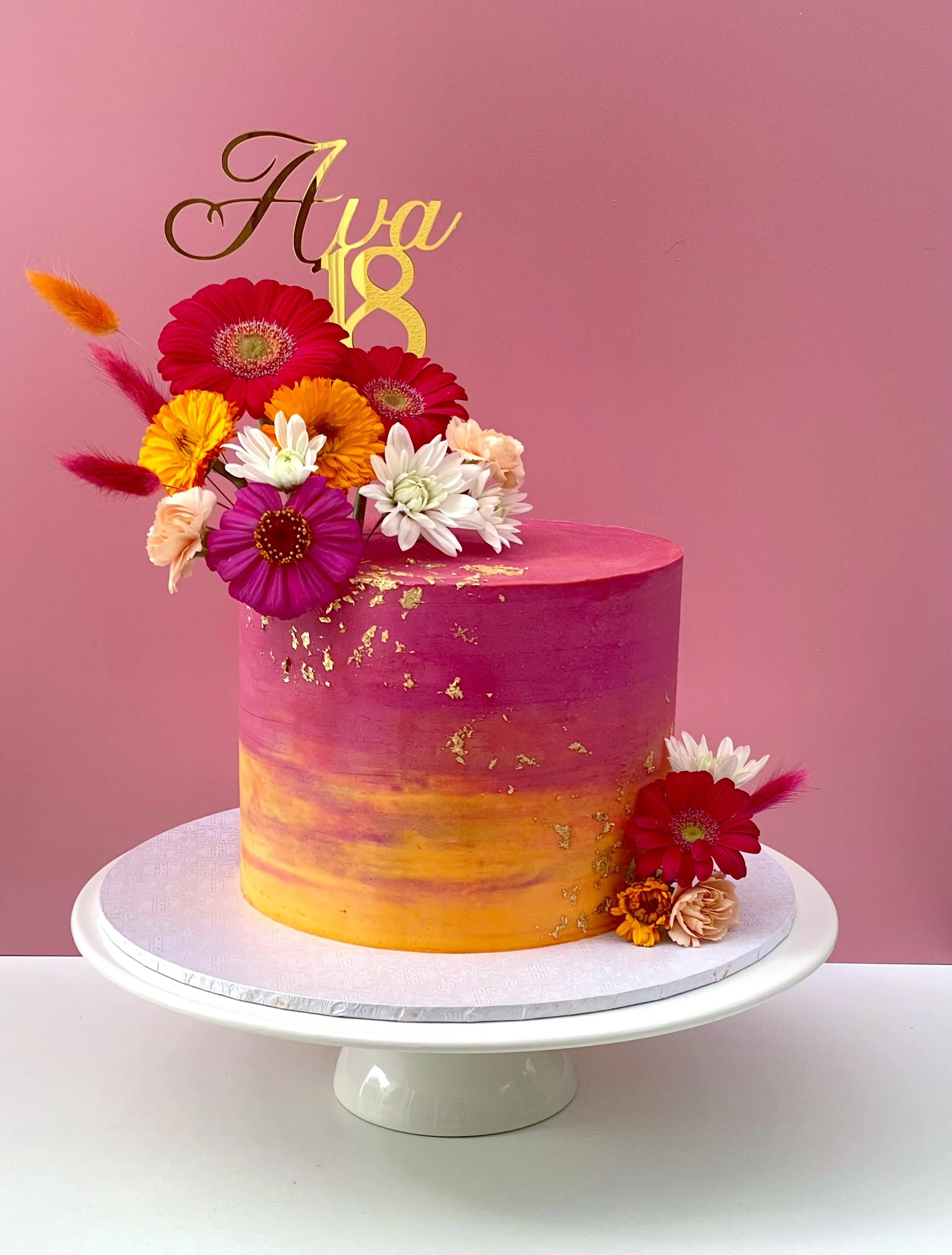 Orange Pink Flower Cake.JPG