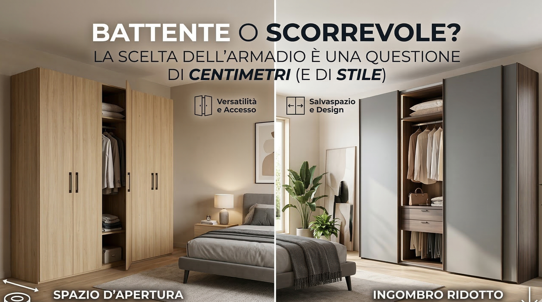 Battente o Scorrevole? La scelta dell'armadio è una questione di centimetri (e di stile)