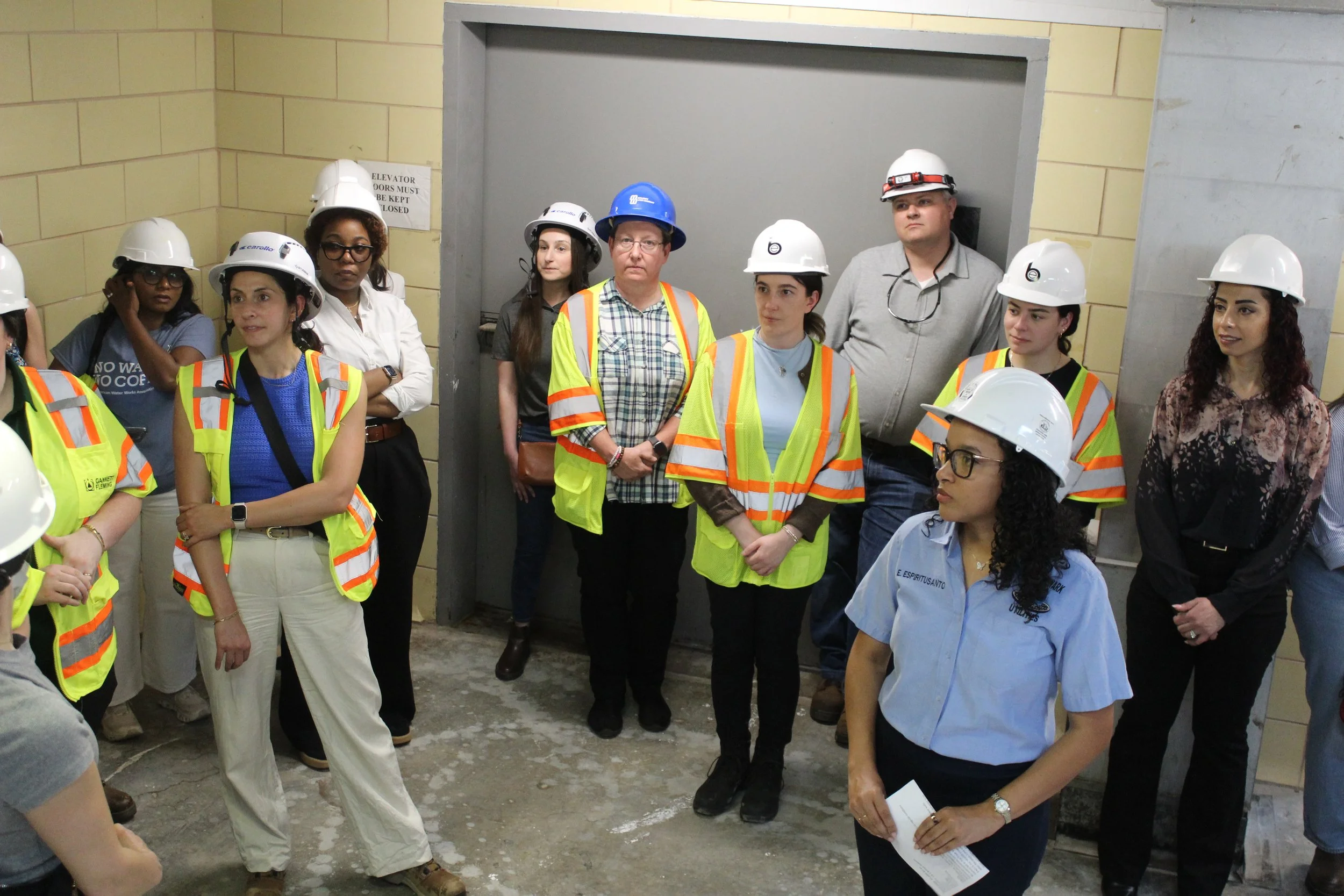  Erica Espiritusanto, Newark Water &amp; Sewer’s Principal Mechanical Engineer, answering questions during the G.L.O.W.W guided tour.  Photo Courtesy: Newark Water &amp; Sewer Utility  