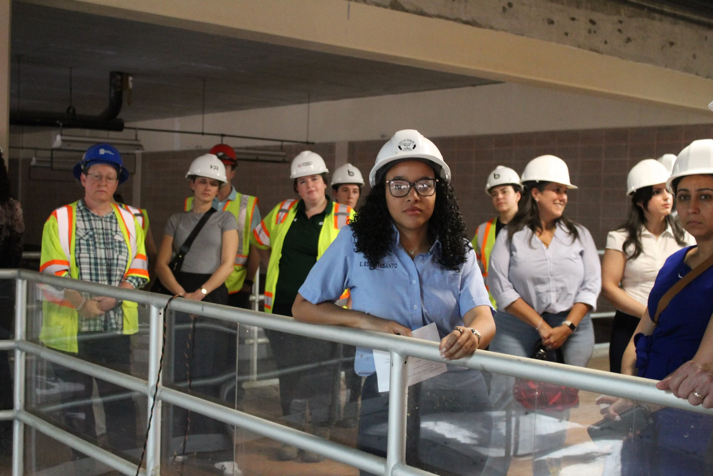  Erica Espiritusanto, Newark Water &amp; Sewer’s Principal Mechanical Engineer, answering questions during the G.L.O.W.W guided tour.  Photo Courtesy: Newark Water &amp; Sewer Utility  