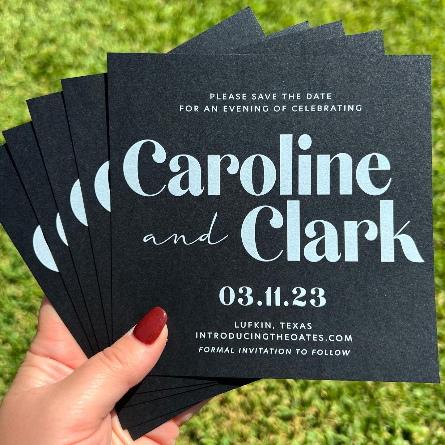 Caroline and Clark&rsquo;s wedding celebration save the date ✨ 

Caroline had a formal wedding save the date but wanted a more modern version for her celebration party, and I LOVE it 🖤