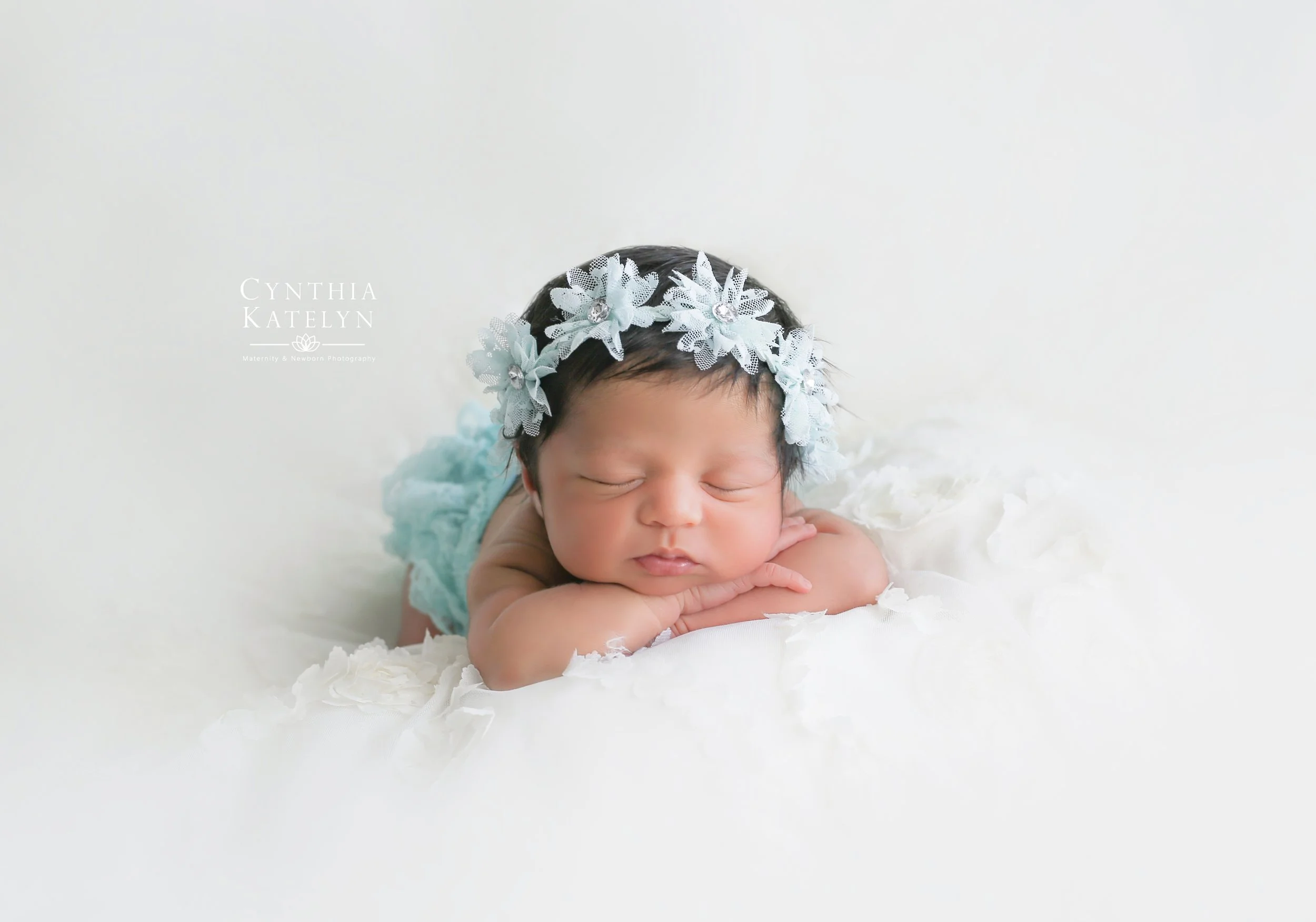 Baby Girl blue headband sleeping Temecula Murrieta Menifee Newborn Baby and Maternity photographer photography Cynthia Katelyn