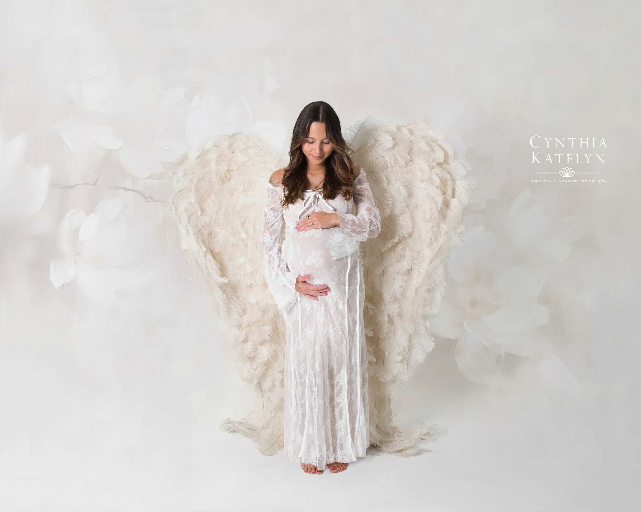 Cynthia Katelyn Temecula Murrieta Menifee Newborn Maternity Baby photographer photography photoshoot dress gown long studio feather angel wings Orange Riverside San Diego CA client closet