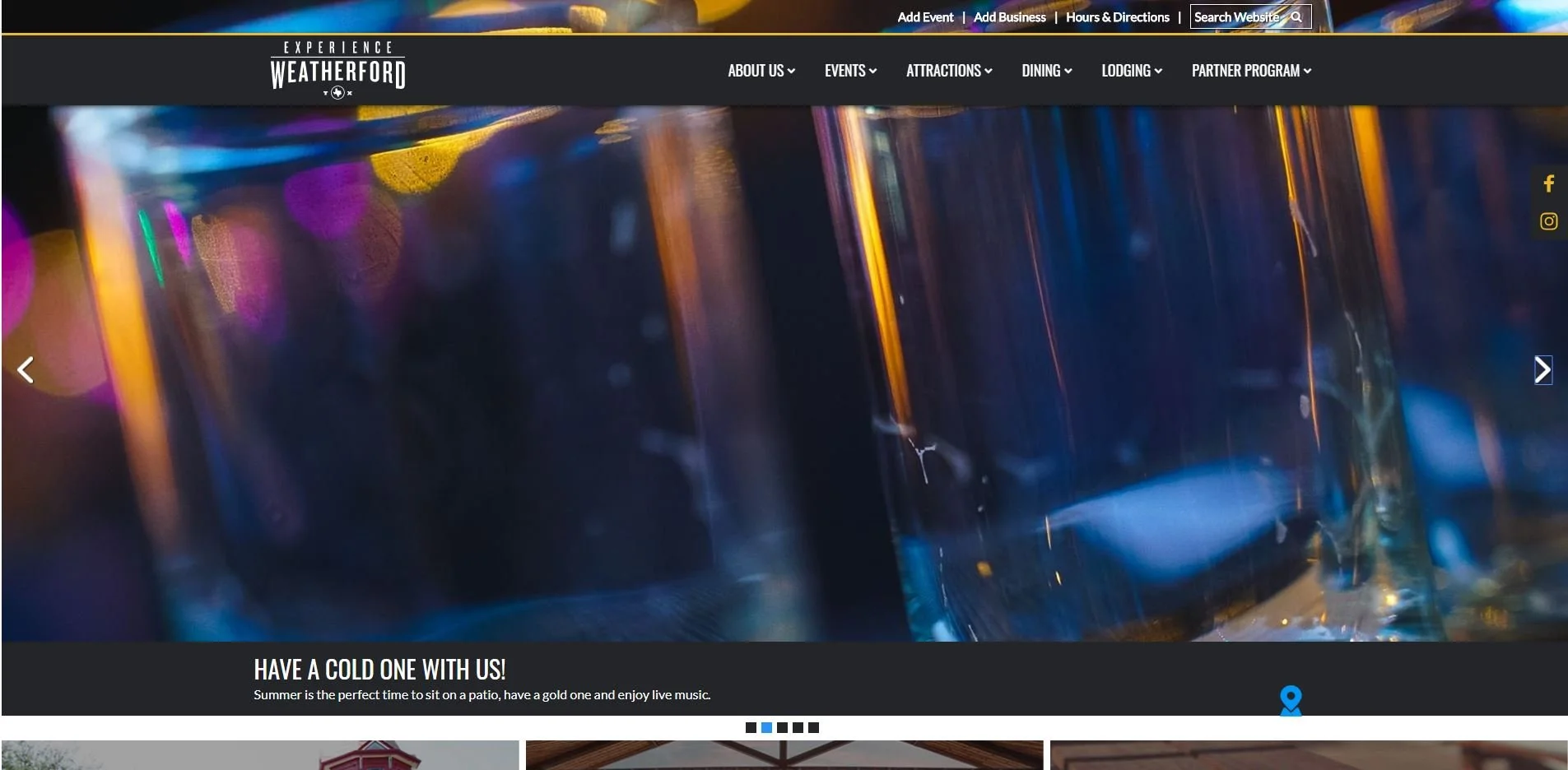Here is the updated Experience Weatherford Website following the redesign that launched in 2020. This is showing the attractions feed from filtering the business listings. The redesign was led by Nicole Wright with site images captured by Nicole Wrig
