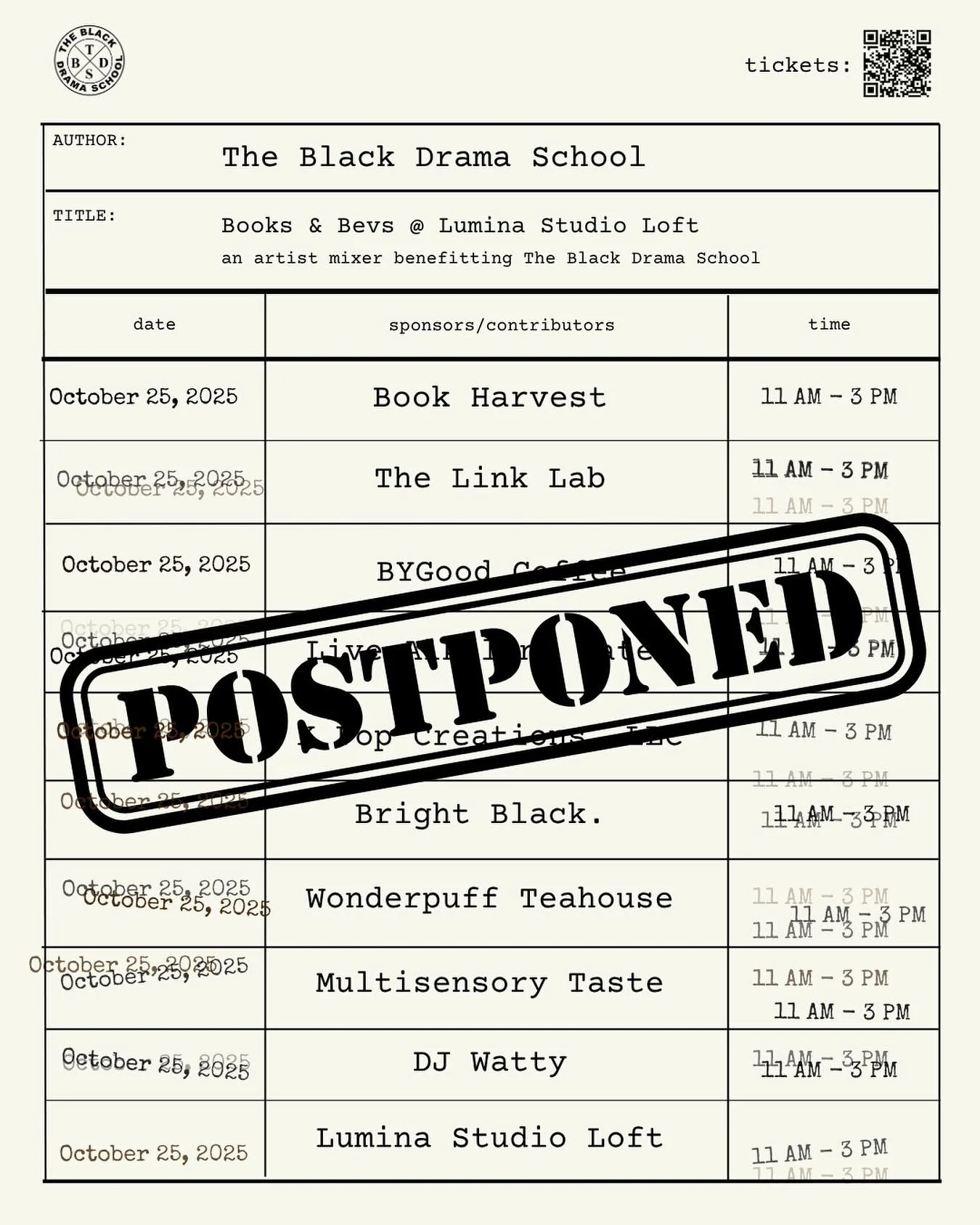 Books &amp; Bevs is POSTPONED to a later date.
don&rsquo;t worry&hellip; we&rsquo;ll be back! 😁