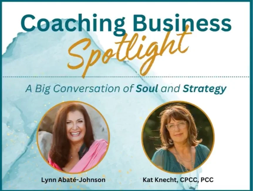heading says Coaching Business Spotlight and has a photo of Lynn wearing pink and Kat wearing green