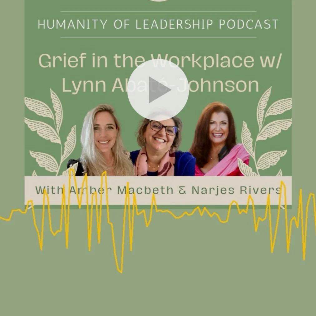 Podcast cover featuring the Humanity Of Leadership podcast, hosted by Amber MacBeth and Narjes Rivers