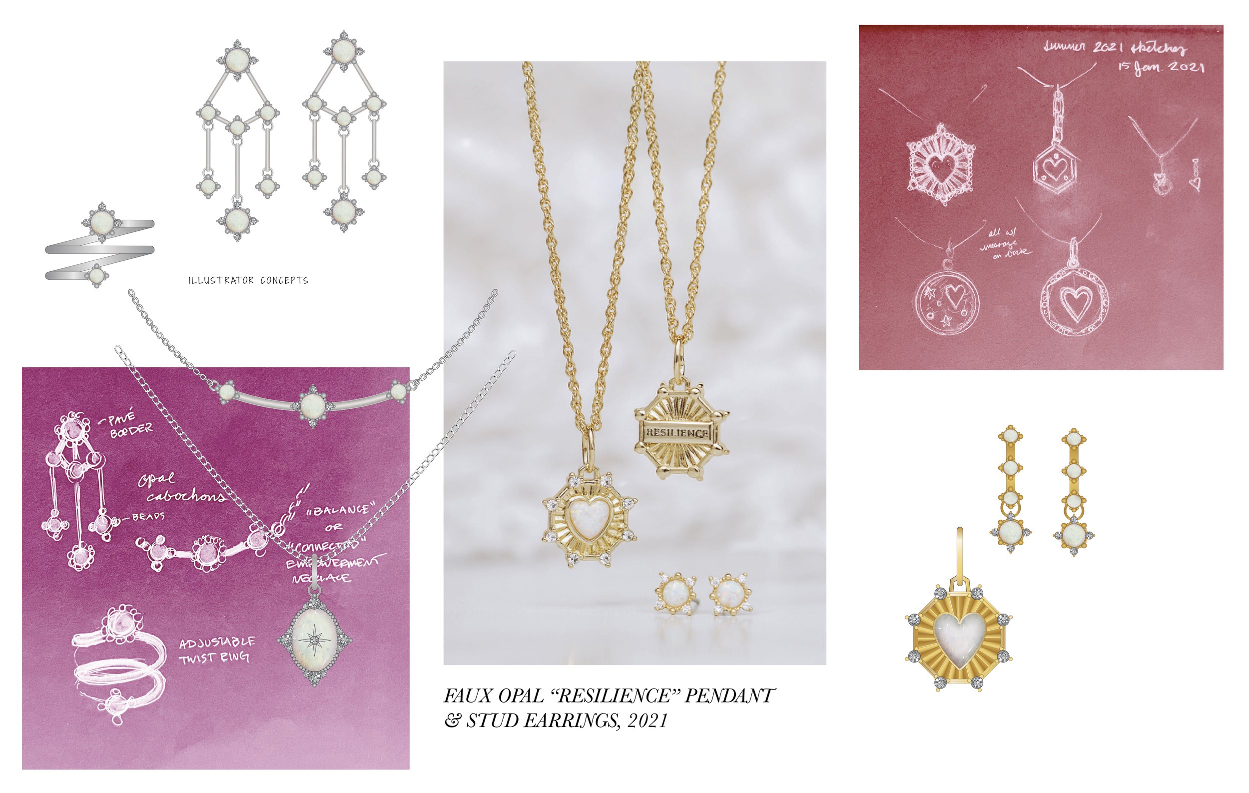One of my favorite little collections from the last year featuring faux opals and dainty cubic zirconia and bead detail. These collections are meant to empower and motivate the wearer; each piece has a phrase or word to act as a gentle reminder for t