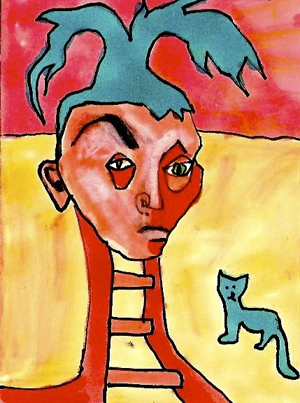 Ladder Man and Cat
Pen and Marker on Paper
2008