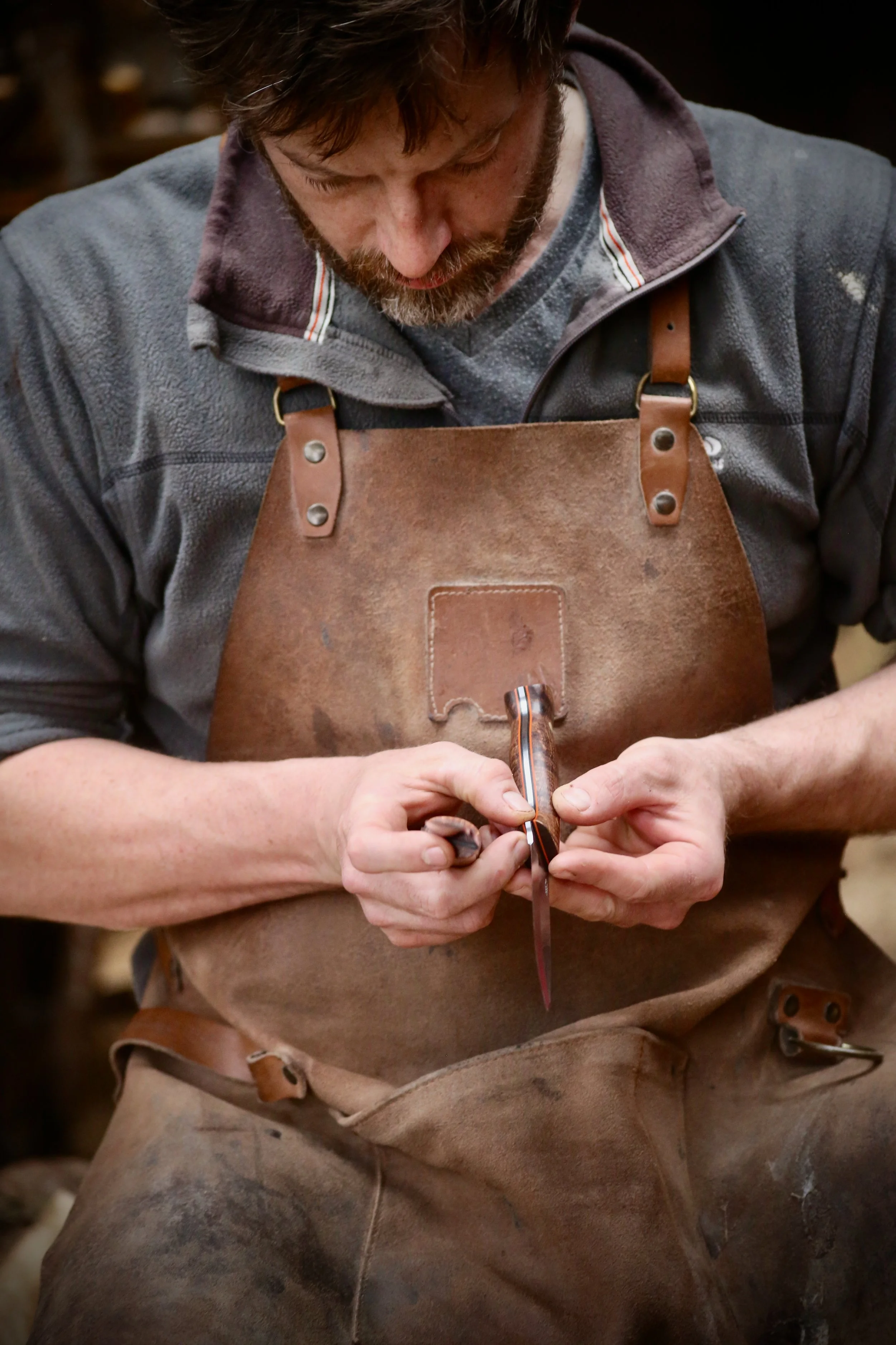 Barry Stoffell holding knives