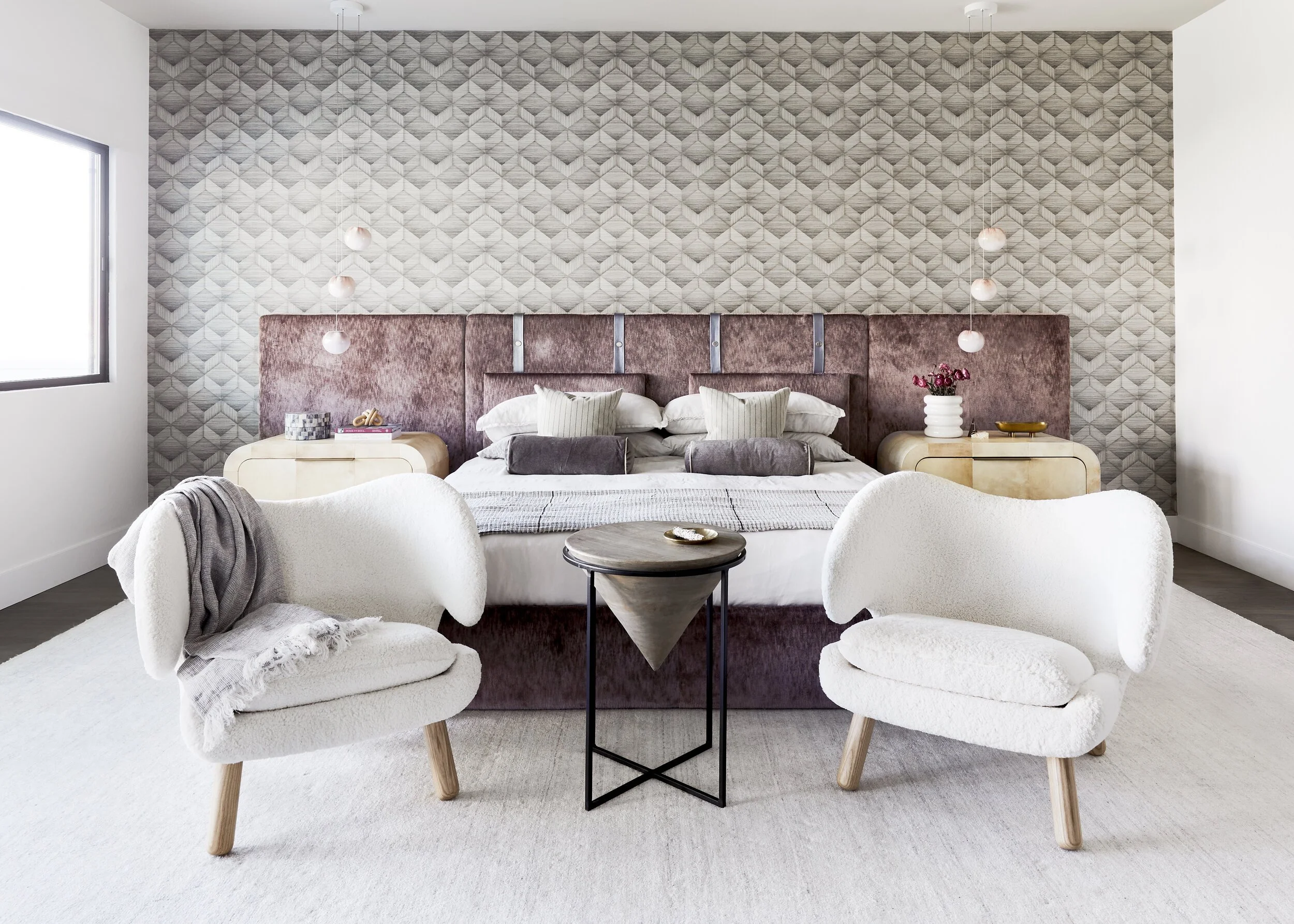 Black Lacquer Design Coastal Contemporary Bedroom Interior