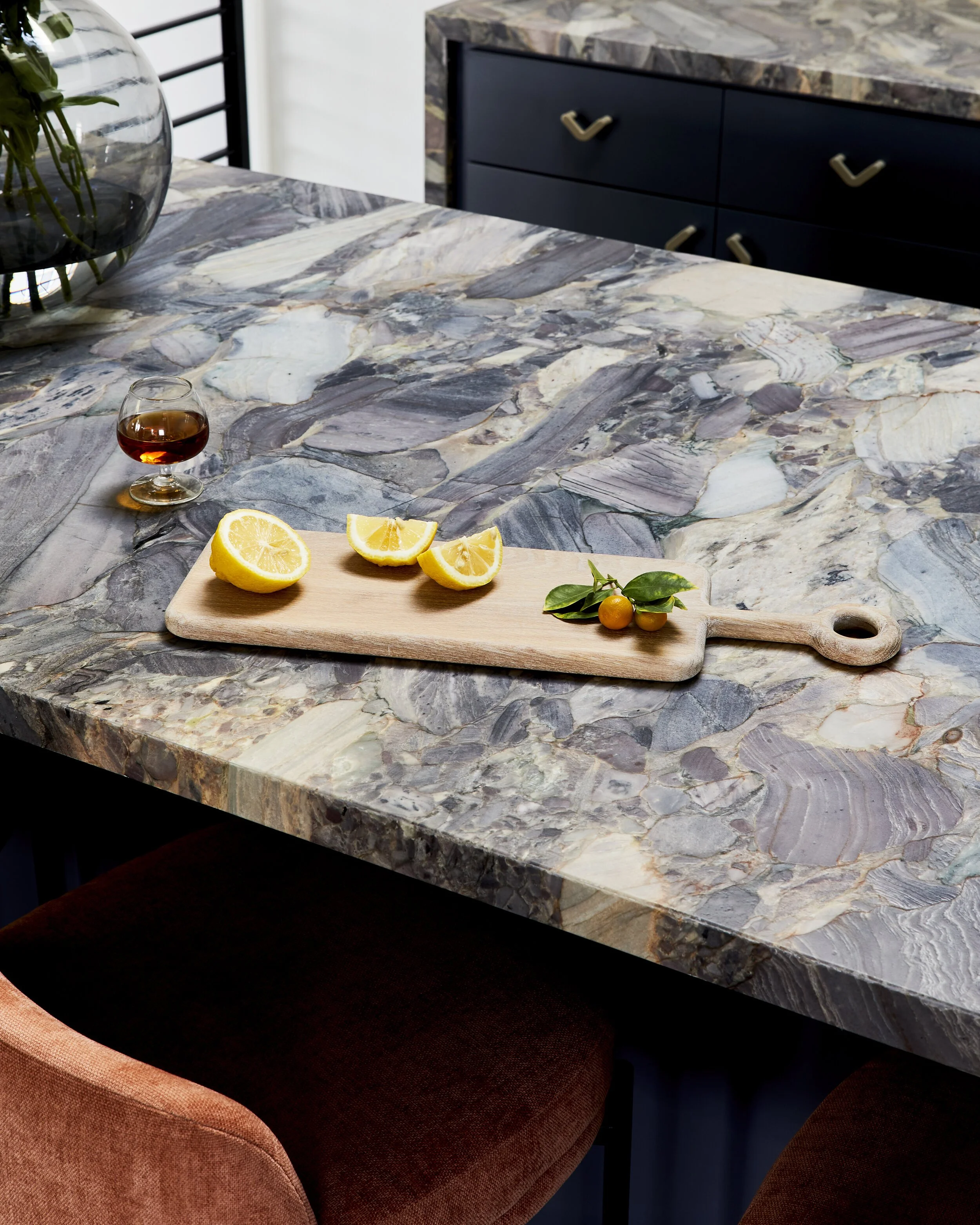 Black Lacquer Design Coastal Contemporary Kitchen Counter