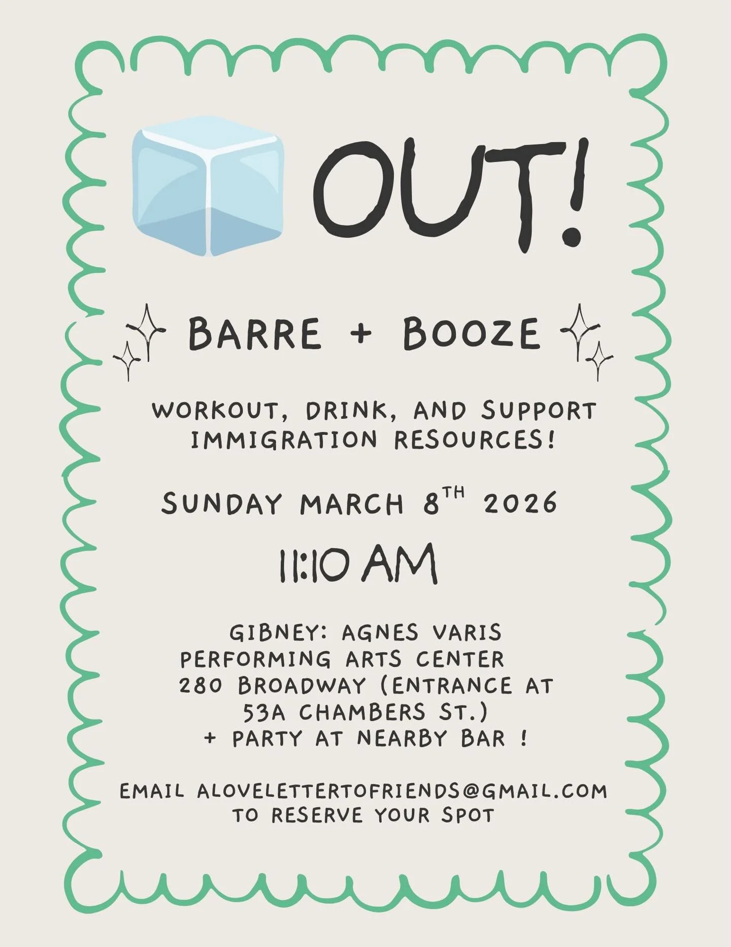 &amp; we&rsquo;re back with another class!!! this time 100% of profits will be donated to various organizations supporting immigration relief 💚 hope to see you there!!