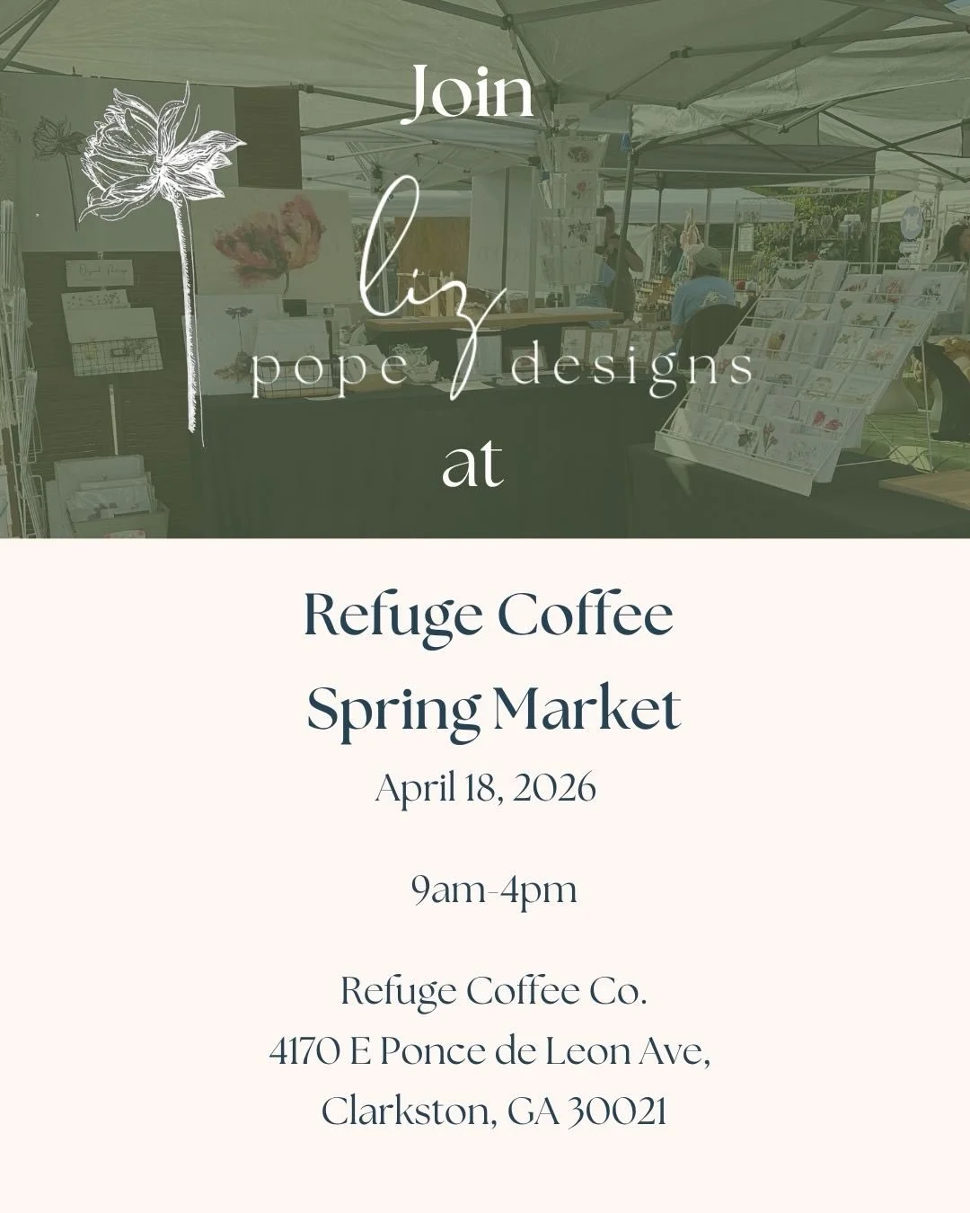 One of my absolute favorite days of the year is coming up this Saturday and I can&rsquo;t wait. 🌸
I&rsquo;ll be set up at the Refuge Coffee Spring Market in Clarkston &mdash; and if you&rsquo;ve never been, this is your sign to come. It&rsquo;s one 