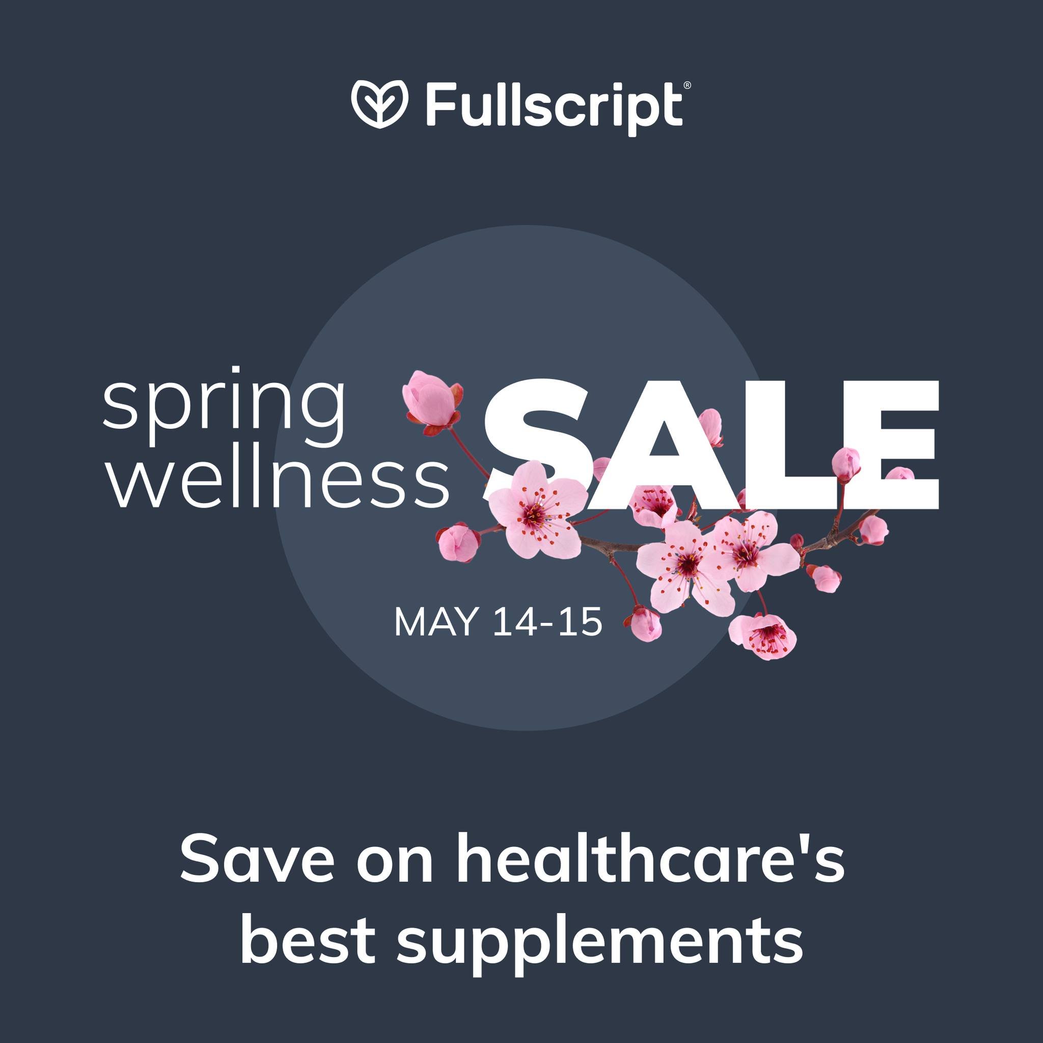 Our Spring Wellness Sale starts tomorrow for two days only! Make sure you're signed up for our Fullscript online dispensary to save on high quality products or contact the office if you would like to join! Fullscript ships fast, stocks trusted produc