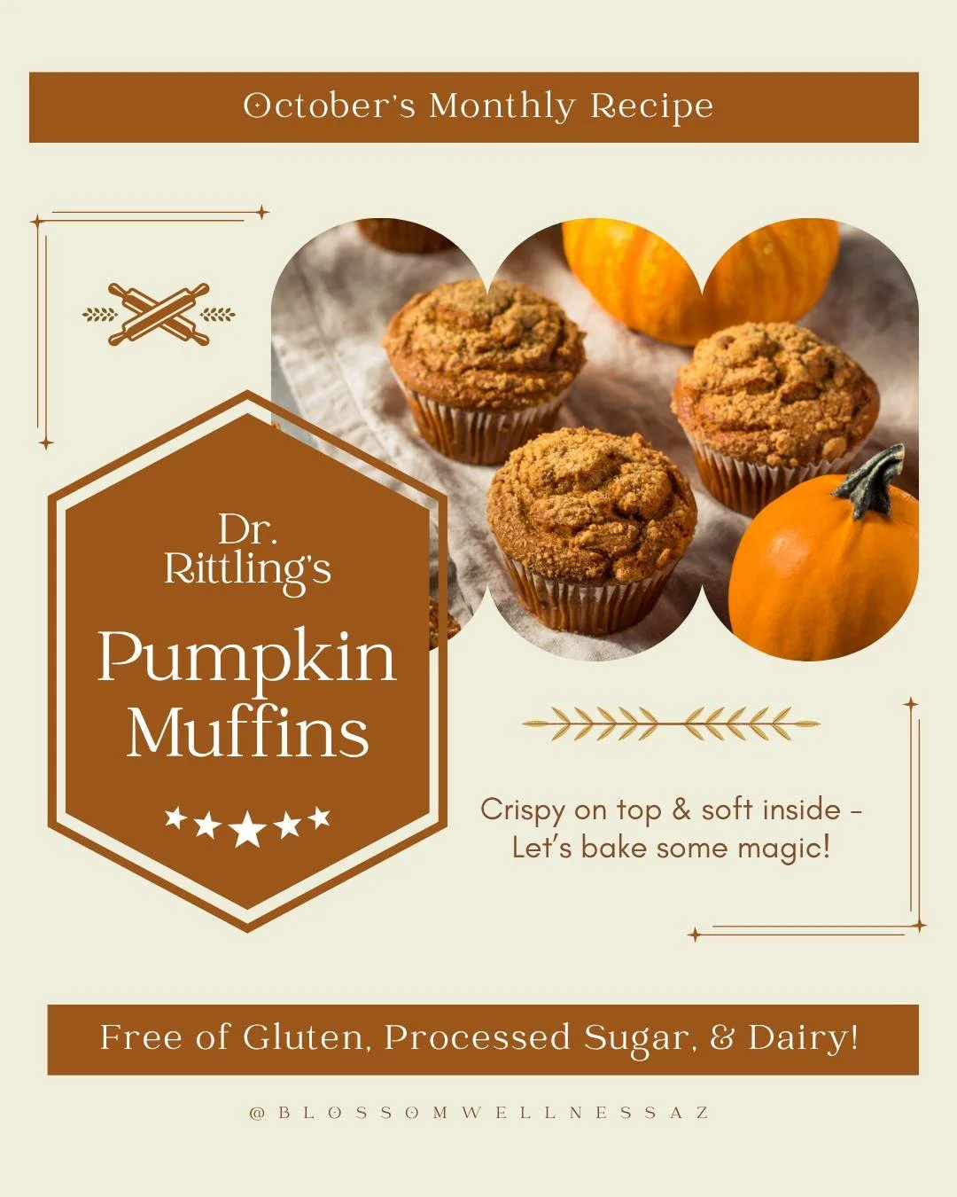 Let this be your sign to pause and bake something wholesome this week! These nourishing Pumpkin Muffins from Dr. Rittling are perfect for little hands, lunchboxes, or slow mornings with tea this fall season.