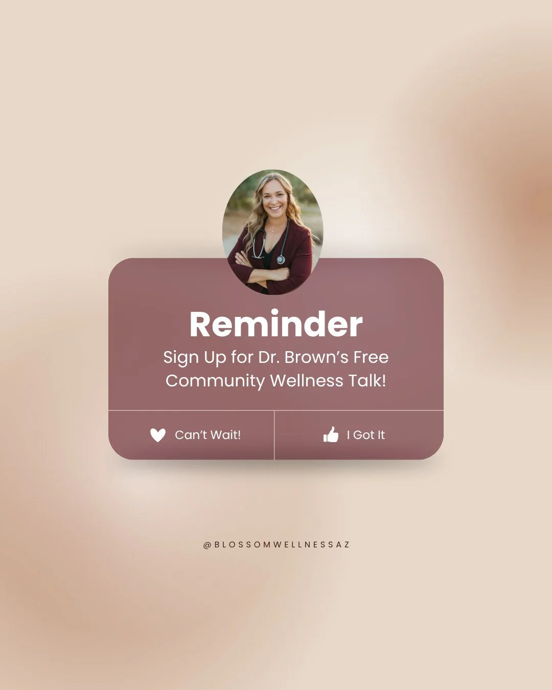 Your cycle may be telling you more about your health than you realize.

Join Dr. Brown for a free community wellness talk, "Period Health Is a Vital Sign," and learn how to decode common period clues, support hormone balance, and better und
