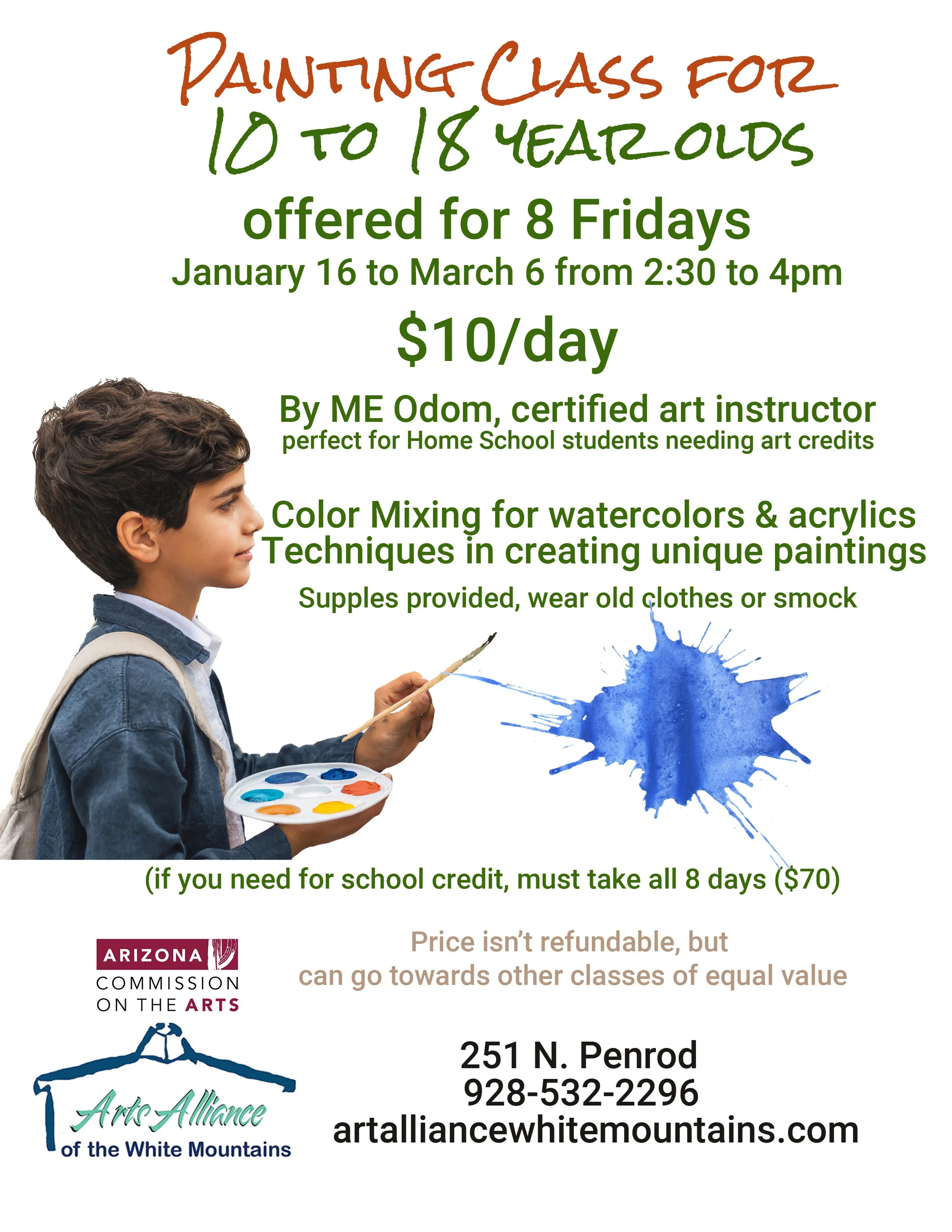 Painting Class for 10 to 18 year olds