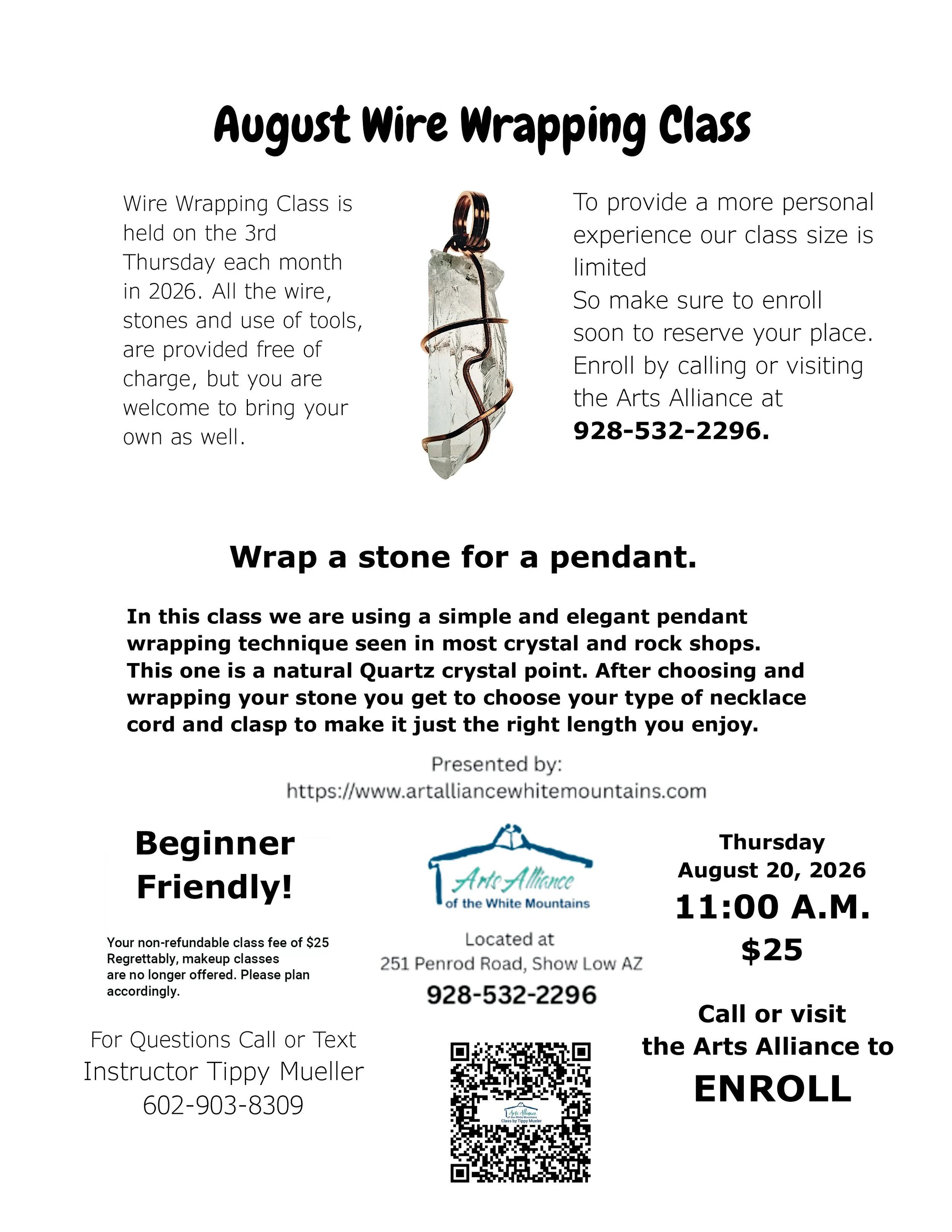 August Wire Wrapping Jewelry Class