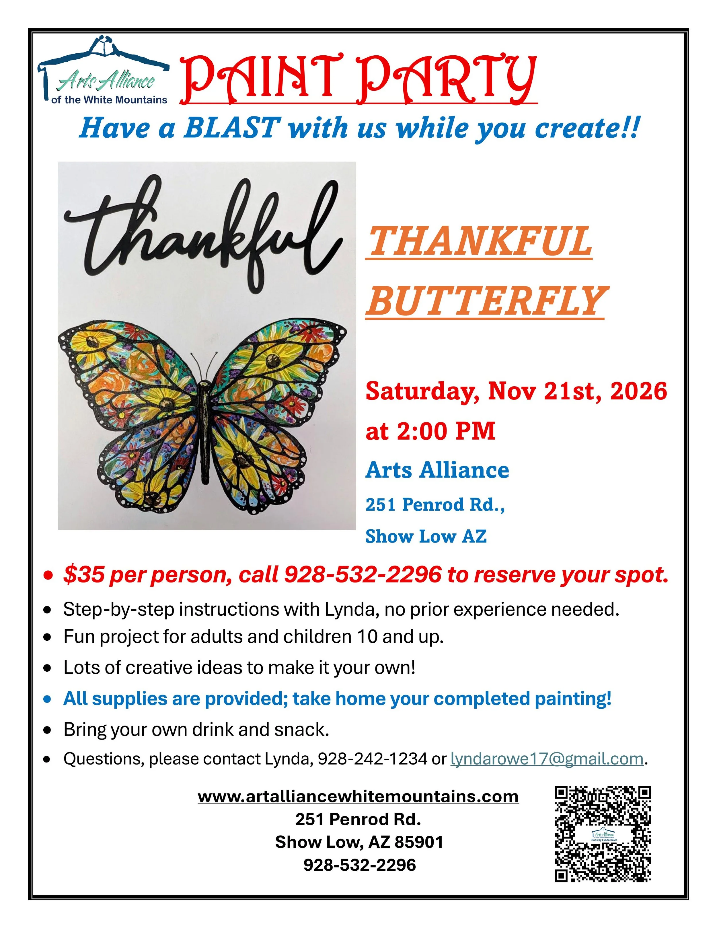 Thankful Butterfly Paint Party