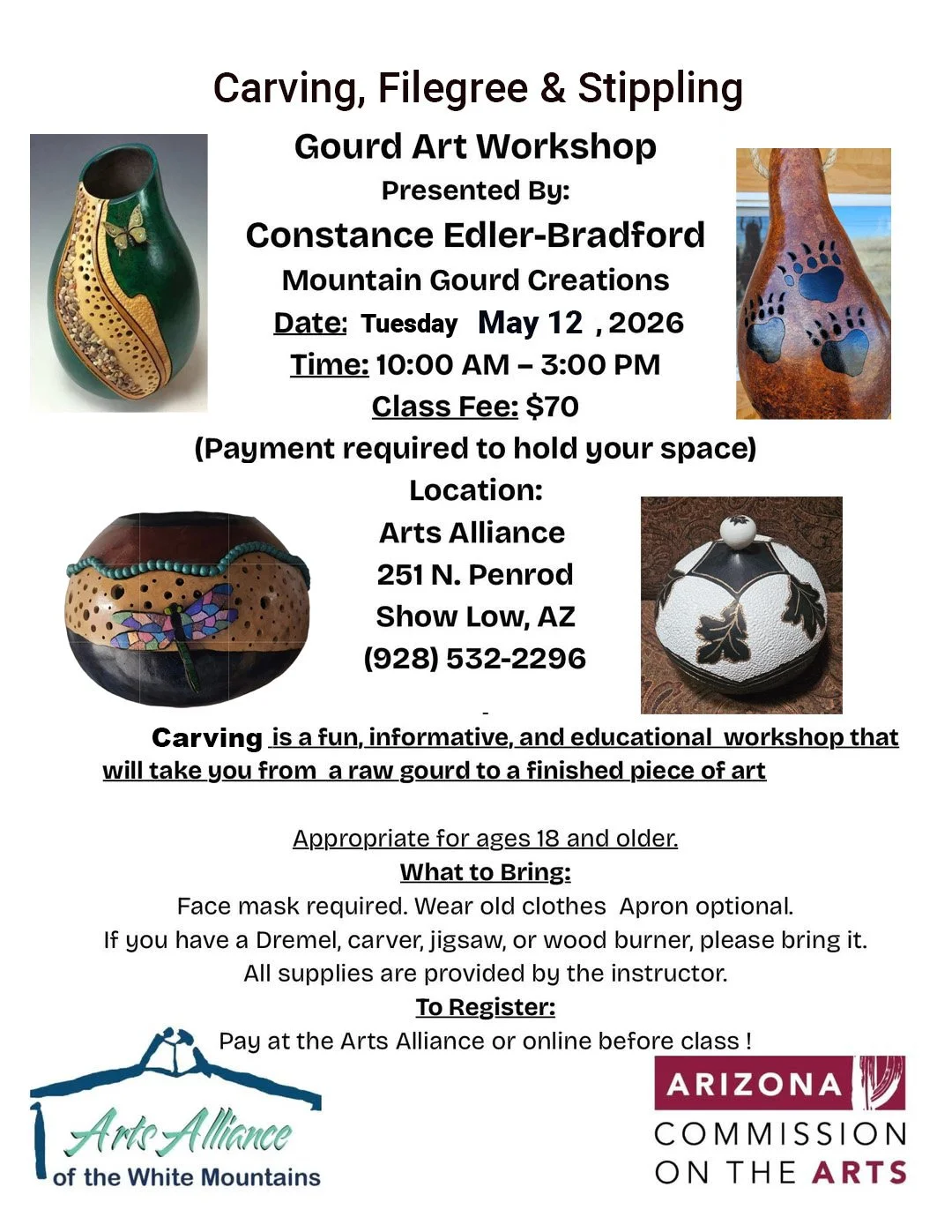 Gourd Art Workshop: Carving, Filegree & Stippling
