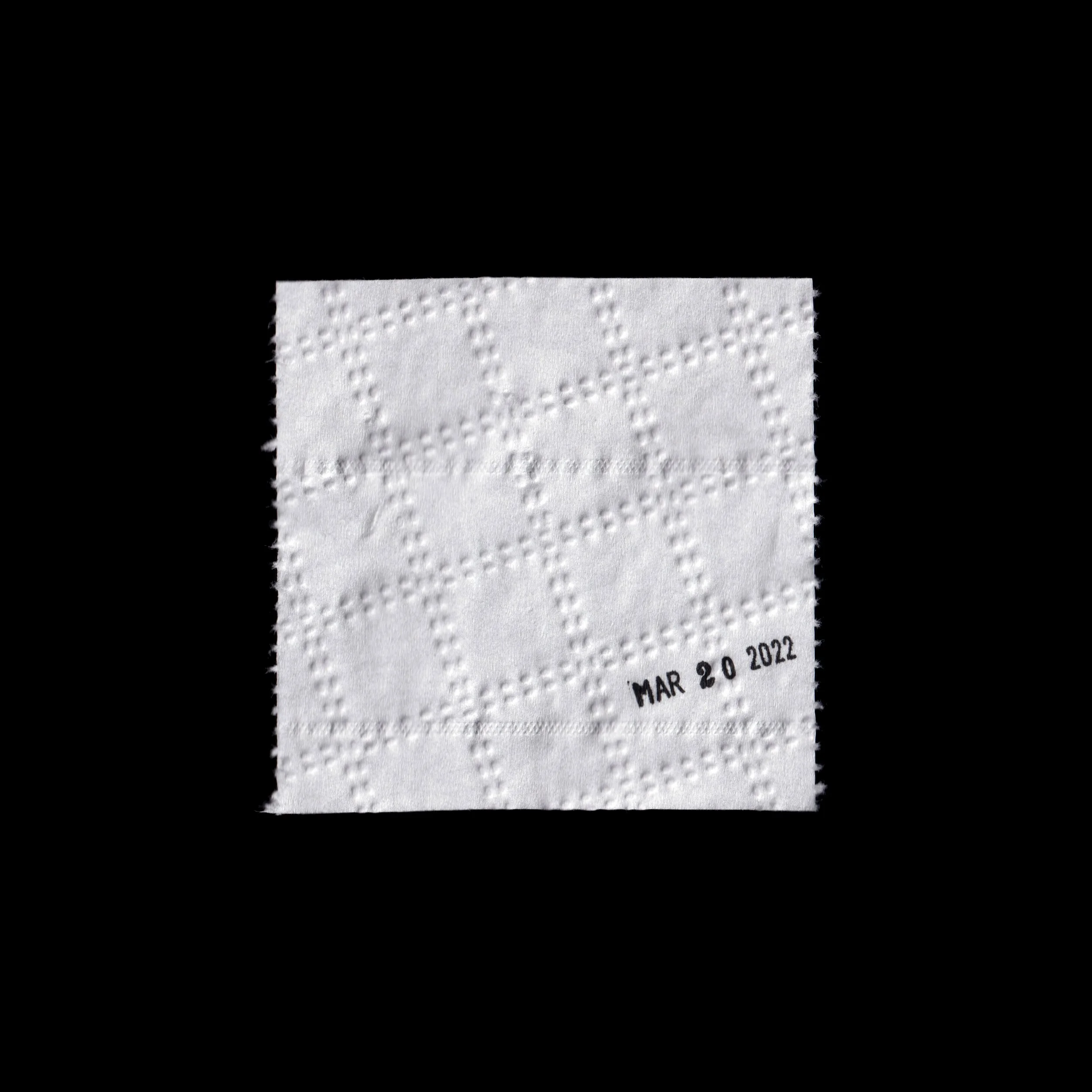 Ellen Bleiwas, "Rip (Day 001 of 844)", 2023 (Material accumulated Mar 13 2020 - Jul 04 2022), Inkjet print on Canson Baryta, 8” x 8”, Edition of 10 + 1AP, $80 (unframed)