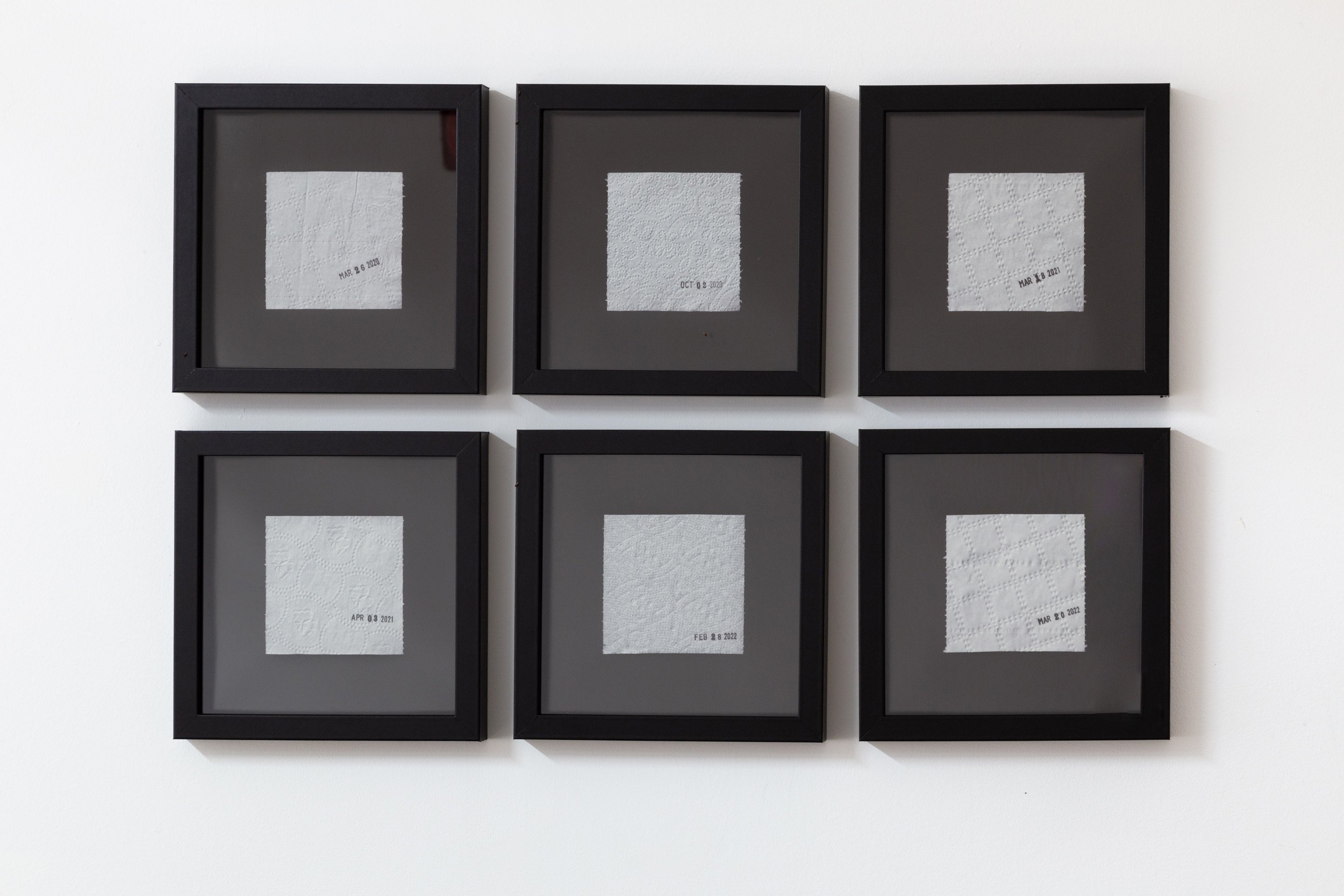 Ellen Bleiwas, "Rip (Day 001 - 842 of 842)", 2020-2022, Inkjet print on Canson Baryta. 8"x8", Edition of 10 + 1AP. Note: Additional dates between March 13 2020 - July 14 2022 available upon request.