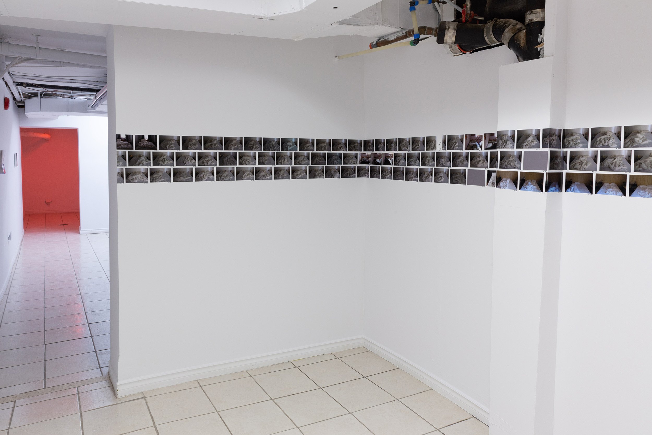 Ellen Bleiwas, "Got Up", 2021-2022. Inkjet prints on Noritsu paper, ink. 365 prints with date-stamp below, dimensions variable.