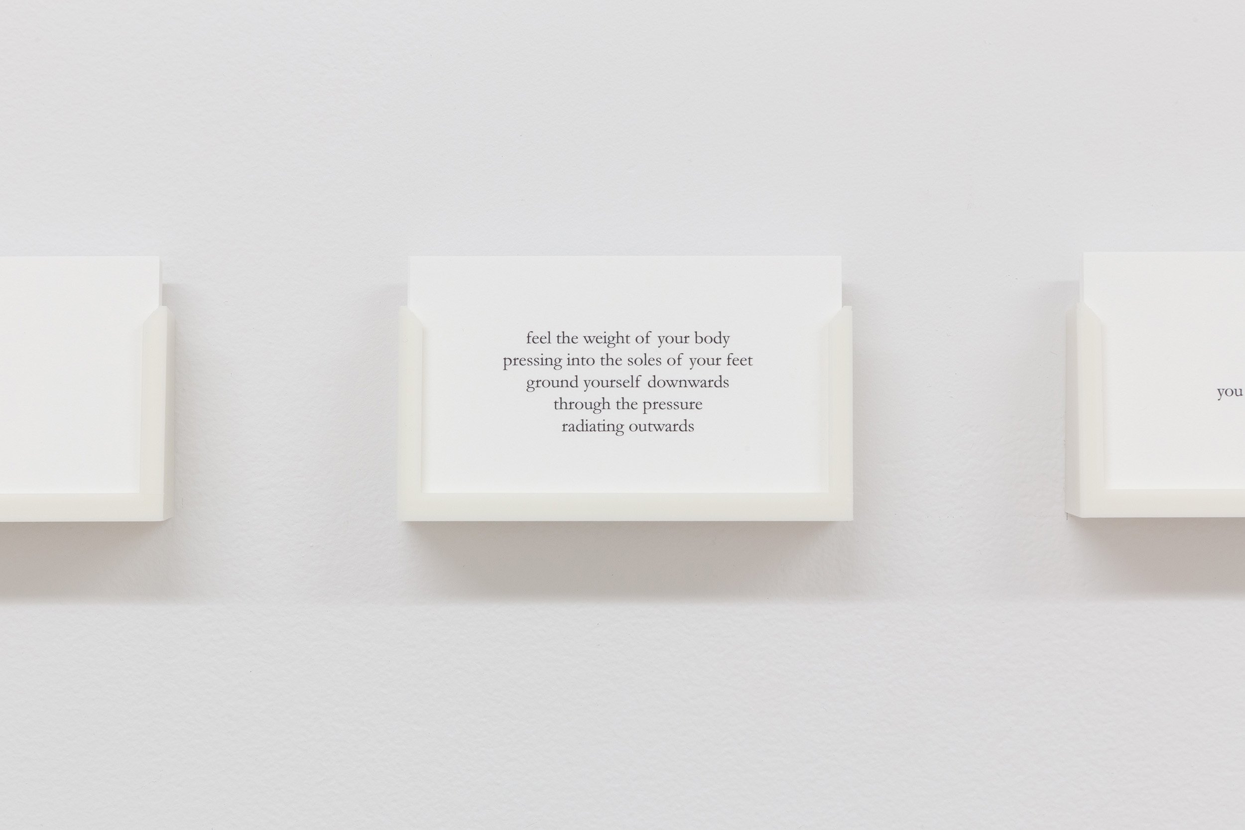 Ellen Bleiwas, Emily DiCarlo, Justine Kohleal, "Prompt", 2023. Set of 10 business cards. 2.5" x 50" x 1.5"