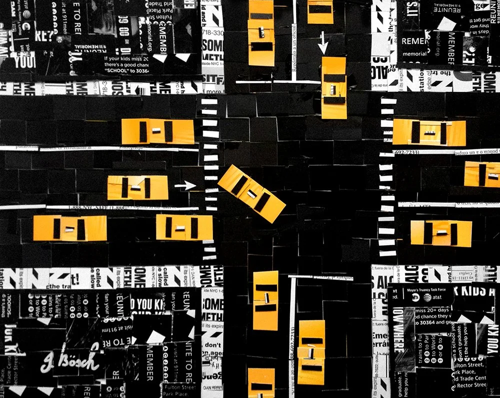 A pixel art mosaic puzzle featuring a black background with yellow and black pieces arranged to resemble a dog playing baseball.