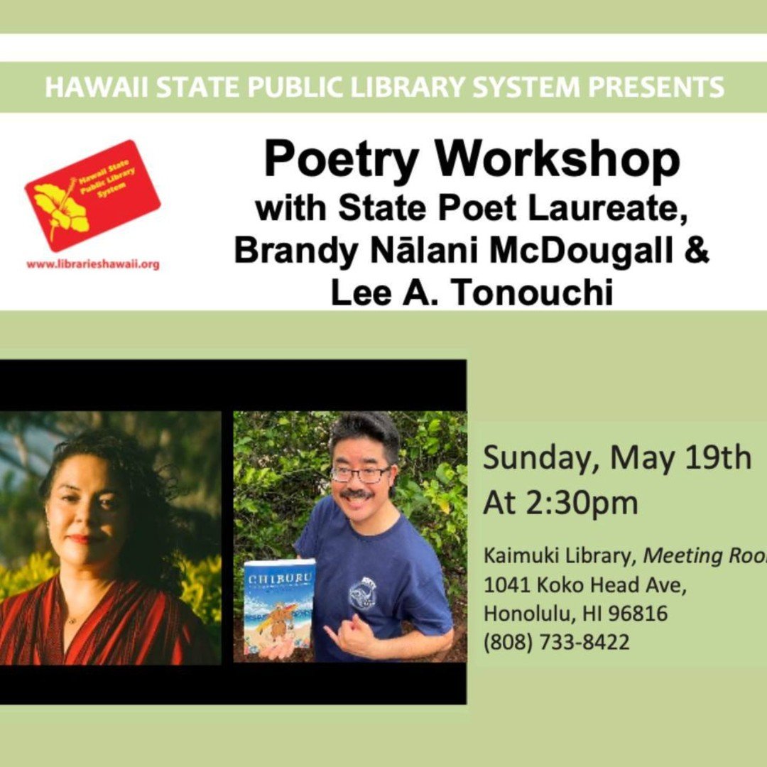 Repost from @hihumanities 

Calling our community of poets, community members who are interested in learning about poetry and how to write poetry- come out for this coming poetry event with two incredible community poets!⁠
⁠
We are excited to share l