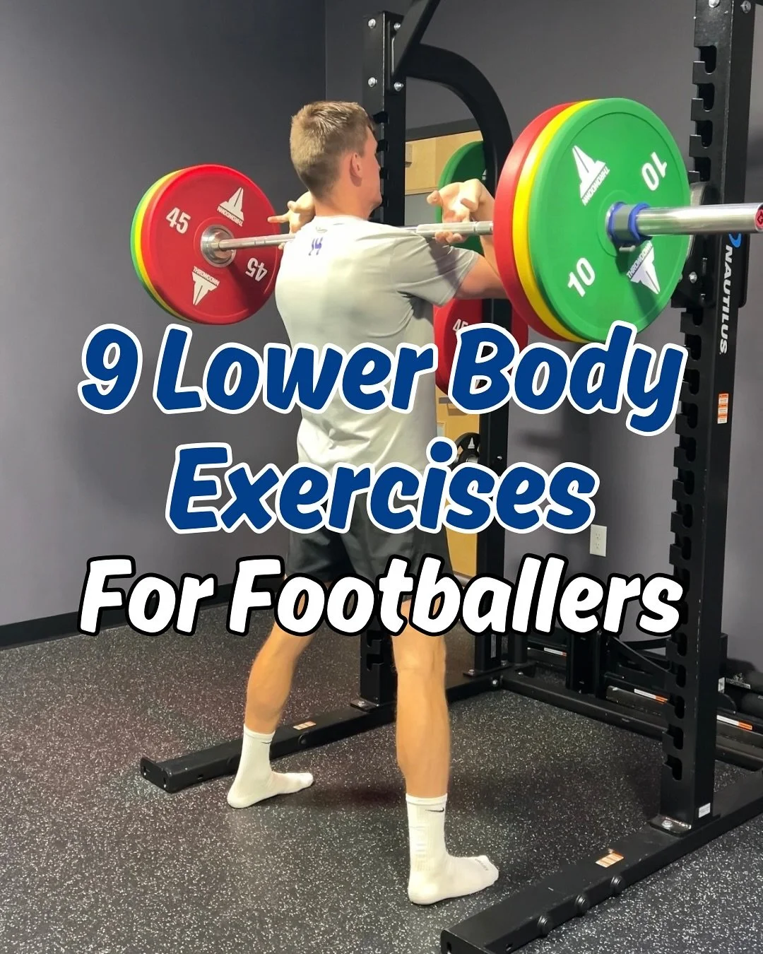 9 Lower Body Exercises For Footballers

Here are 9️⃣ lower body exercises for footballers ⚽️: 

1️⃣. Front Squats
2️⃣. Single Leg RDL&rsquo;s
3️⃣. Trap Bar Deadlifts
4️⃣. Single Leg Squats
5️⃣. Copenhagen Holds
6️⃣. Single Leg Step Ups
7️⃣. Backwards